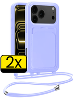 LUQ LUQ iPhone 17 Pro Max Hoesje Pashouder met Koord - Lila - 2 PACK