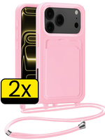 LUQ LUQ iPhone 17 Pro Max Hoesje Pashouder met Koord - Lichtroze - 2 PACK
