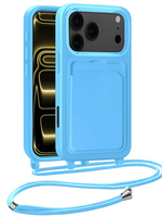 LUQ LUQ iPhone 17 Pro Max Hoesje Pashouder met Koord - Lichtblauw