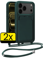 LUQ LUQ iPhone 17 Pro Max Hoesje Pashouder met Koord - Donkergroen - 2 PACK