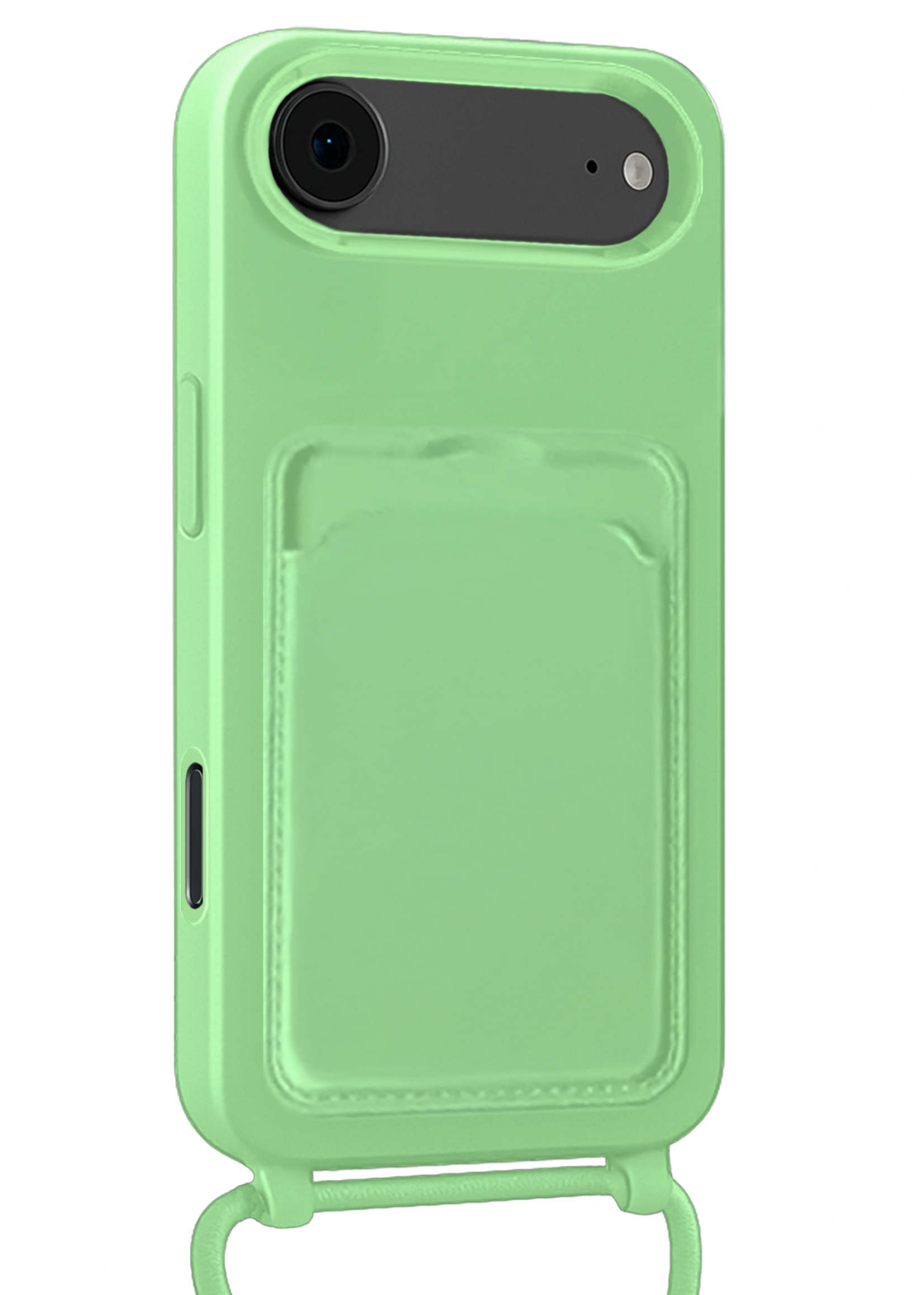 LUQ LUQ iPhone Air Hoesje Pashouder met Koord Met 2x Screenprotector - Groen
