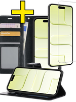 LUQ LUQ iPhone Air Hoesje Bookcase Met Screenprotector - Zwart