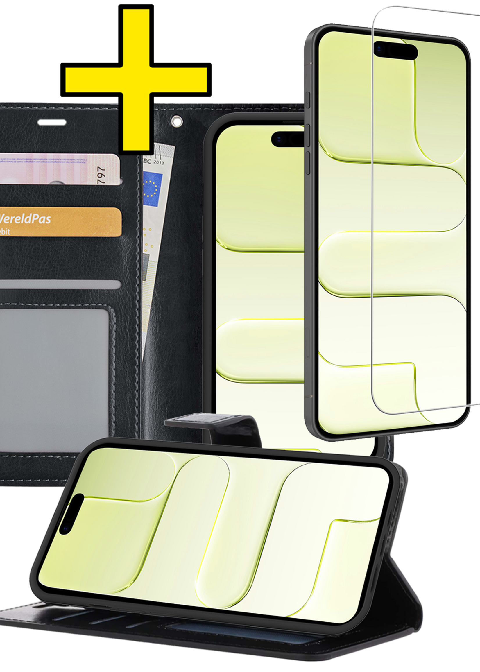 LUQ LUQ iPhone Air Hoesje Bookcase Met Screenprotector - Zwart