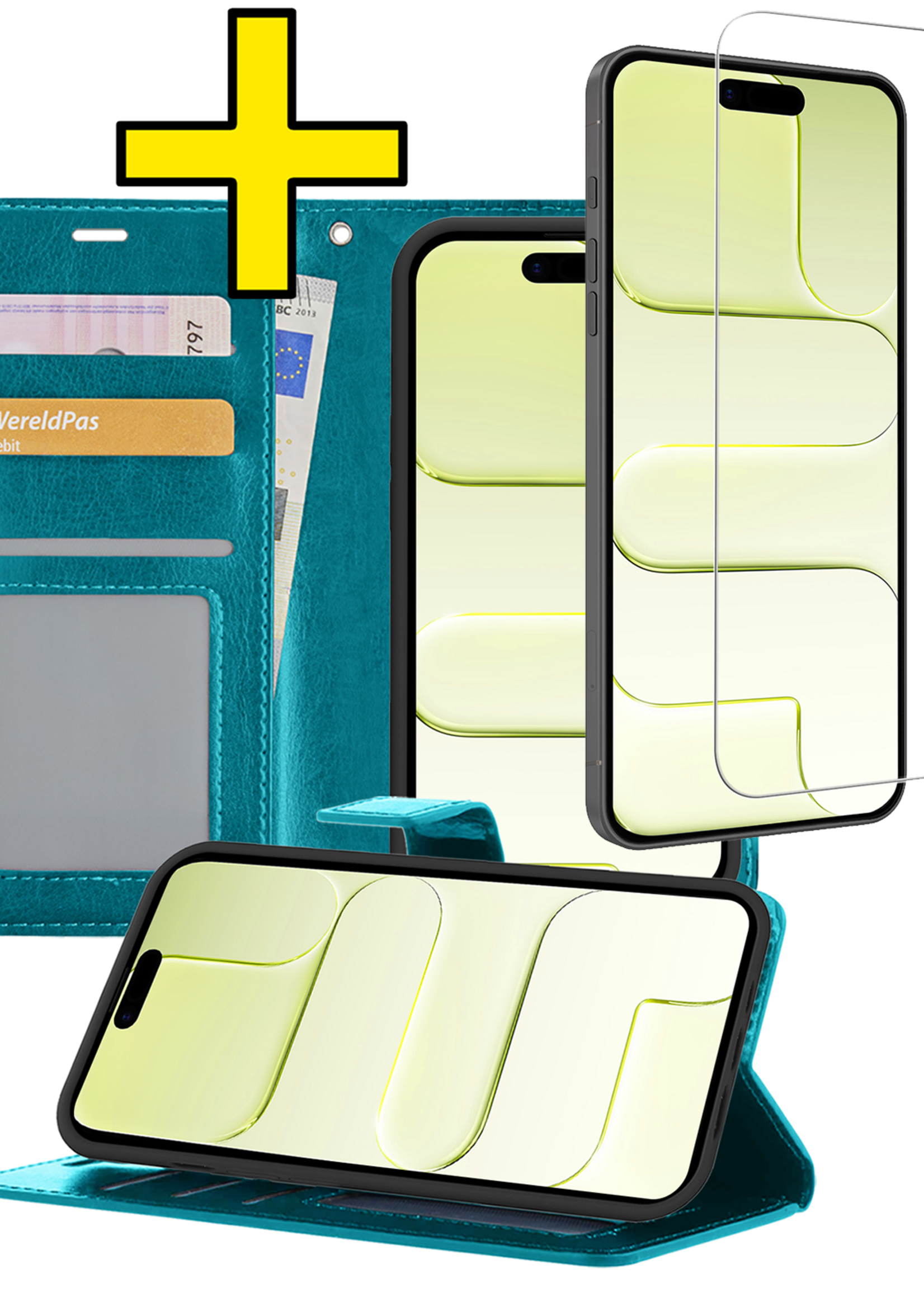 LUQ LUQ iPhone Air Hoesje Bookcase Met Screenprotector - Turquoise