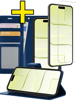 LUQ LUQ iPhone Air Hoesje Bookcase Met Screenprotector - Donkerblauw