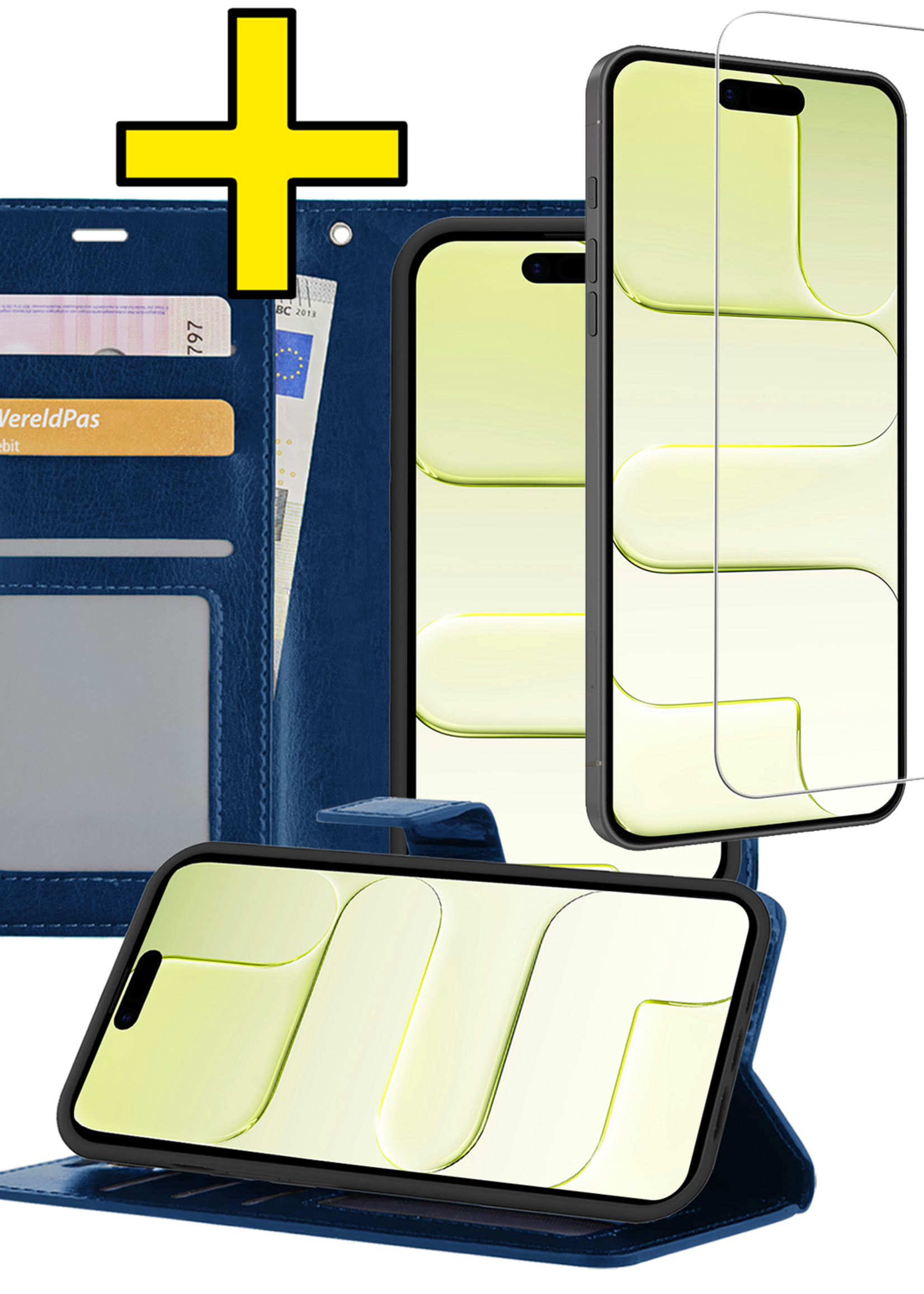 LUQ LUQ iPhone Air Hoesje Bookcase Met Screenprotector - Donkerblauw