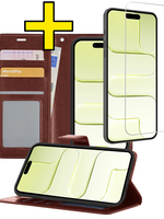 LUQ LUQ iPhone Air Hoesje Bookcase Met Screenprotector - Bruin