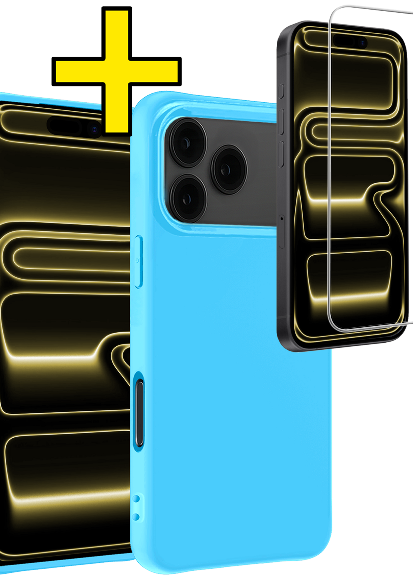 LUQ LUQ iPhone 17 Pro Max Hoesje Siliconen Met Screenprotector Met Dichte Notch - Lichtblauw