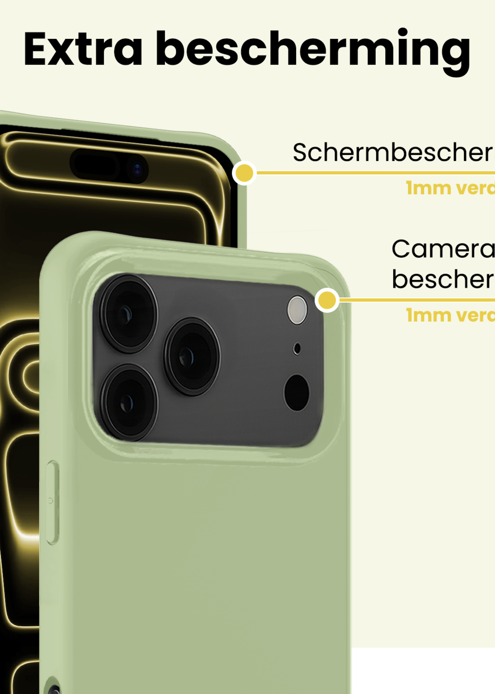 LUQ LUQ iPhone 17 Pro Max Hoesje Siliconen Met Screenprotector Met Dichte Notch - Groen