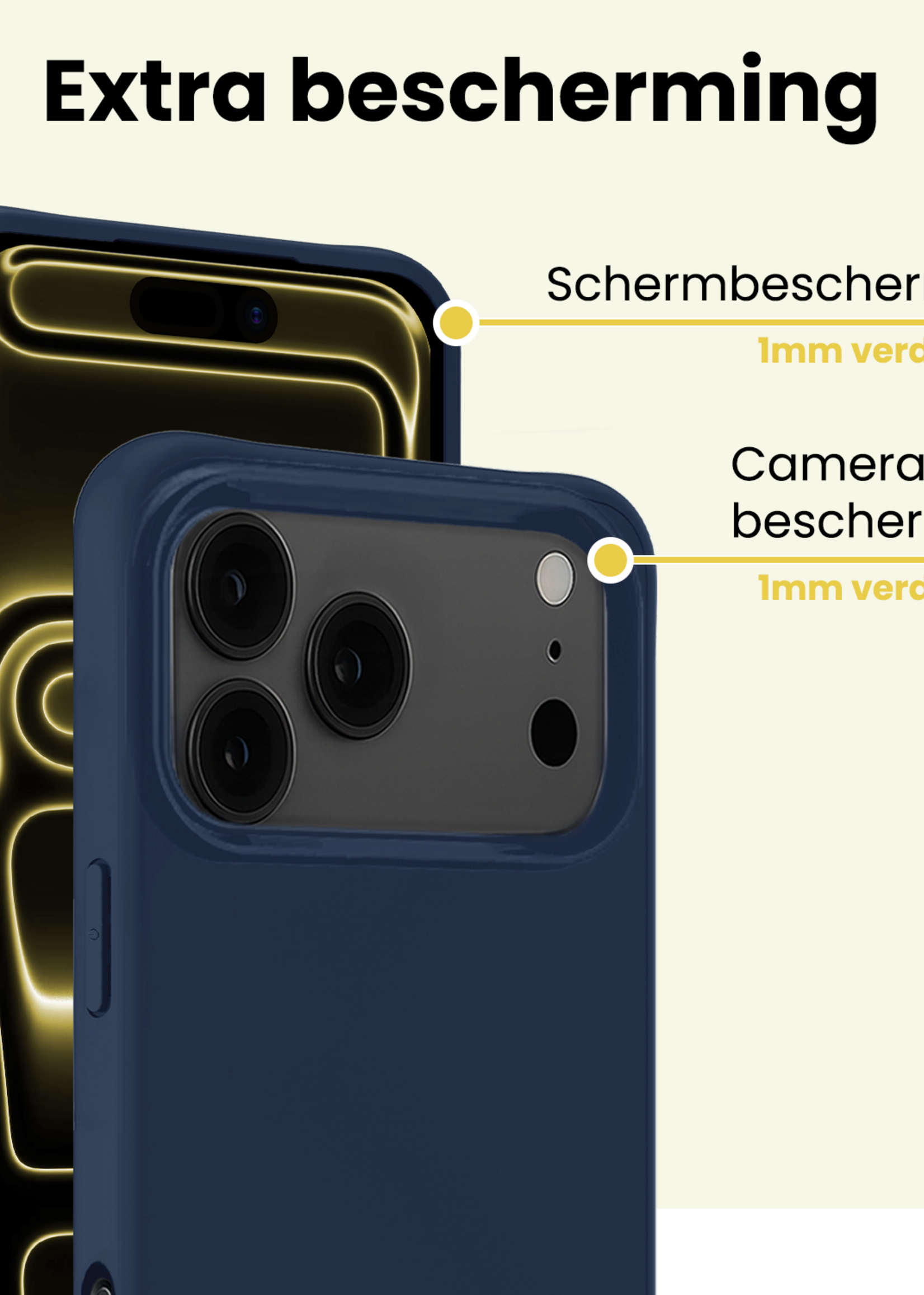 LUQ LUQ iPhone 17 Pro Max Hoesje Siliconen Met Screenprotector Met Dichte Notch - Donkerblauw