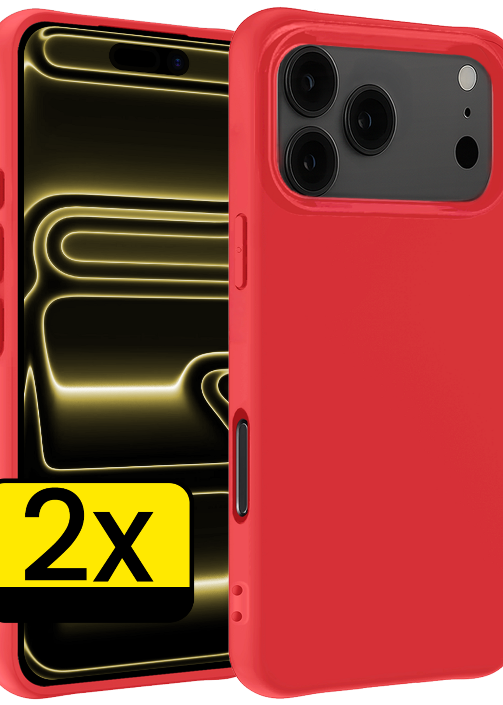 LUQ LUQ iPhone 17 Pro Max Hoesje Siliconen - Rood - 2 PACK