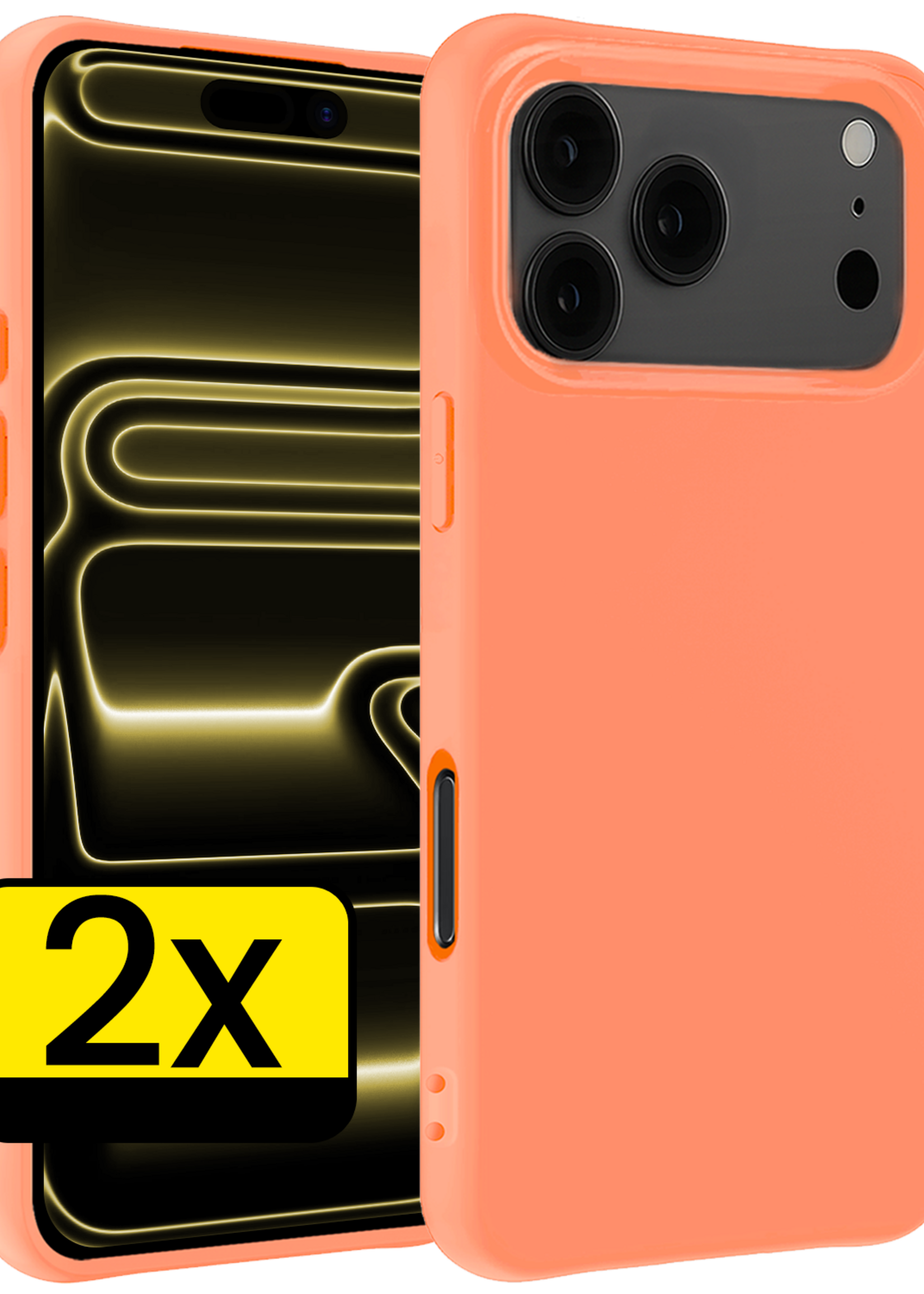 LUQ LUQ iPhone 17 Pro Max Hoesje Siliconen - Perzik - 2 PACK