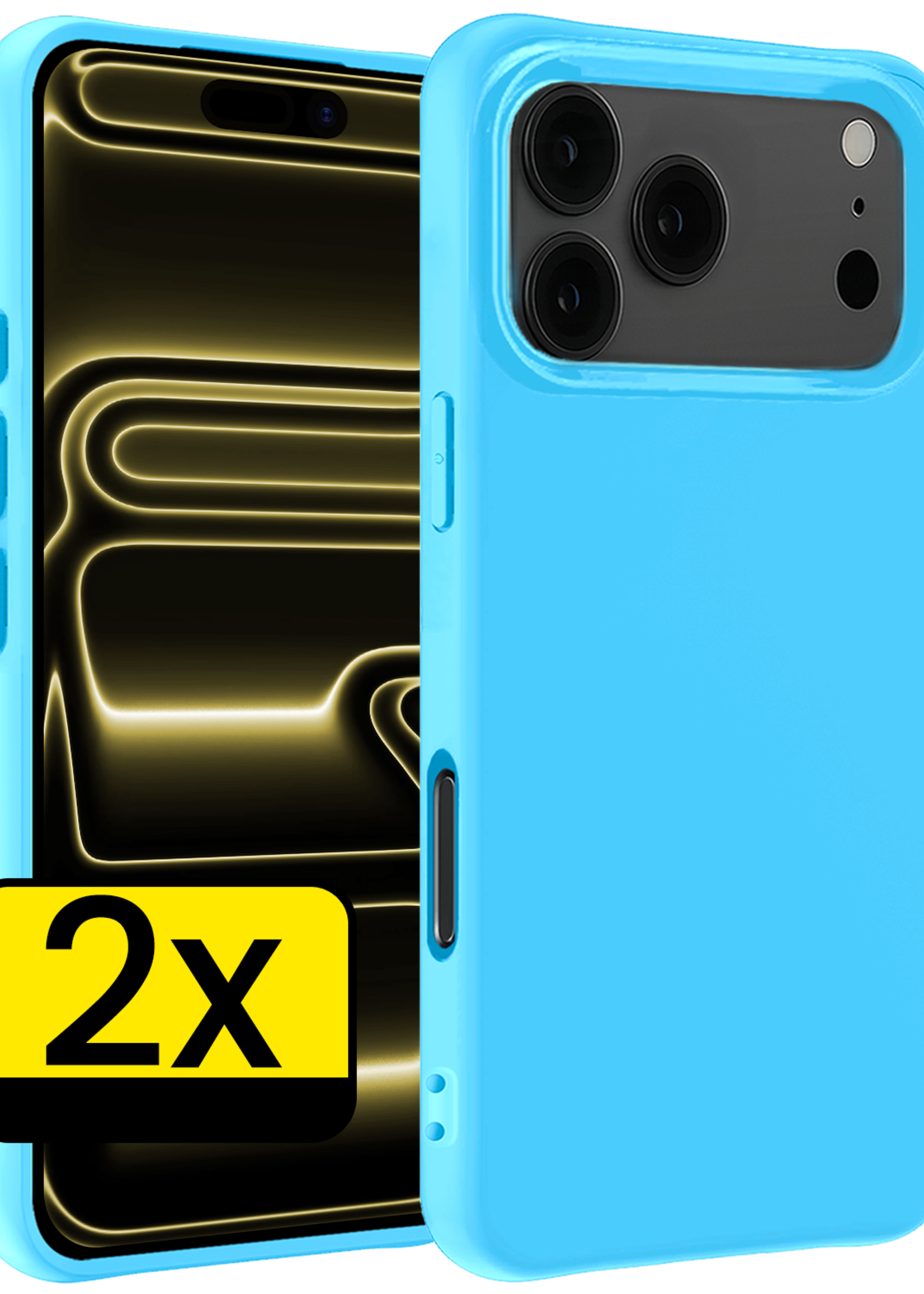 LUQ LUQ iPhone 17 Pro Max Hoesje Siliconen - Lichtblauw - 2 PACK