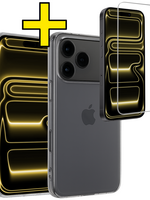 LUQ LUQ iPhone 17 Pro Hoesje Siliconen Met Screenprotector Met Dichte Notch - Transparant
