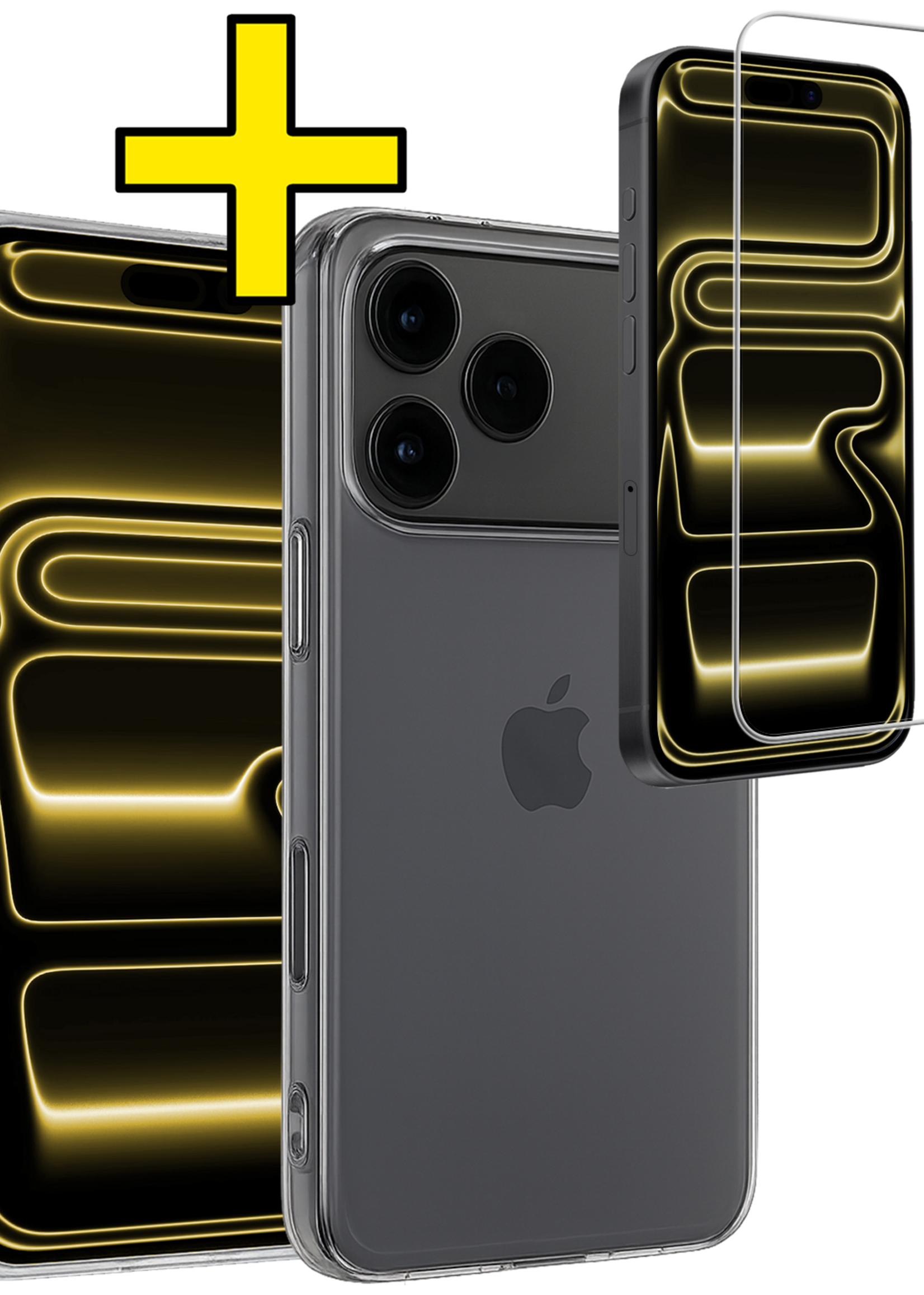 LUQ LUQ iPhone 17 Pro Hoesje Siliconen Met Screenprotector Met Dichte Notch - Transparant