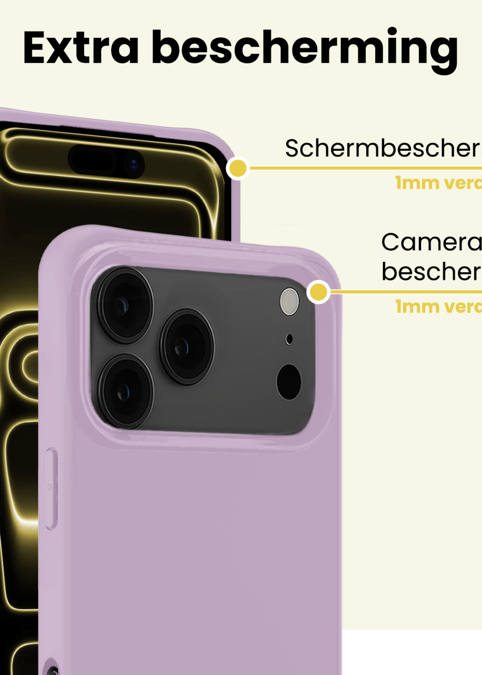 LUQ LUQ iPhone 17 Pro Hoesje Siliconen Met Screenprotector Met Dichte Notch - Lila