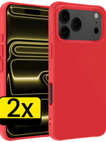 LUQ LUQ iPhone 17 Pro Hoesje Siliconen - Rood - 2 PACK