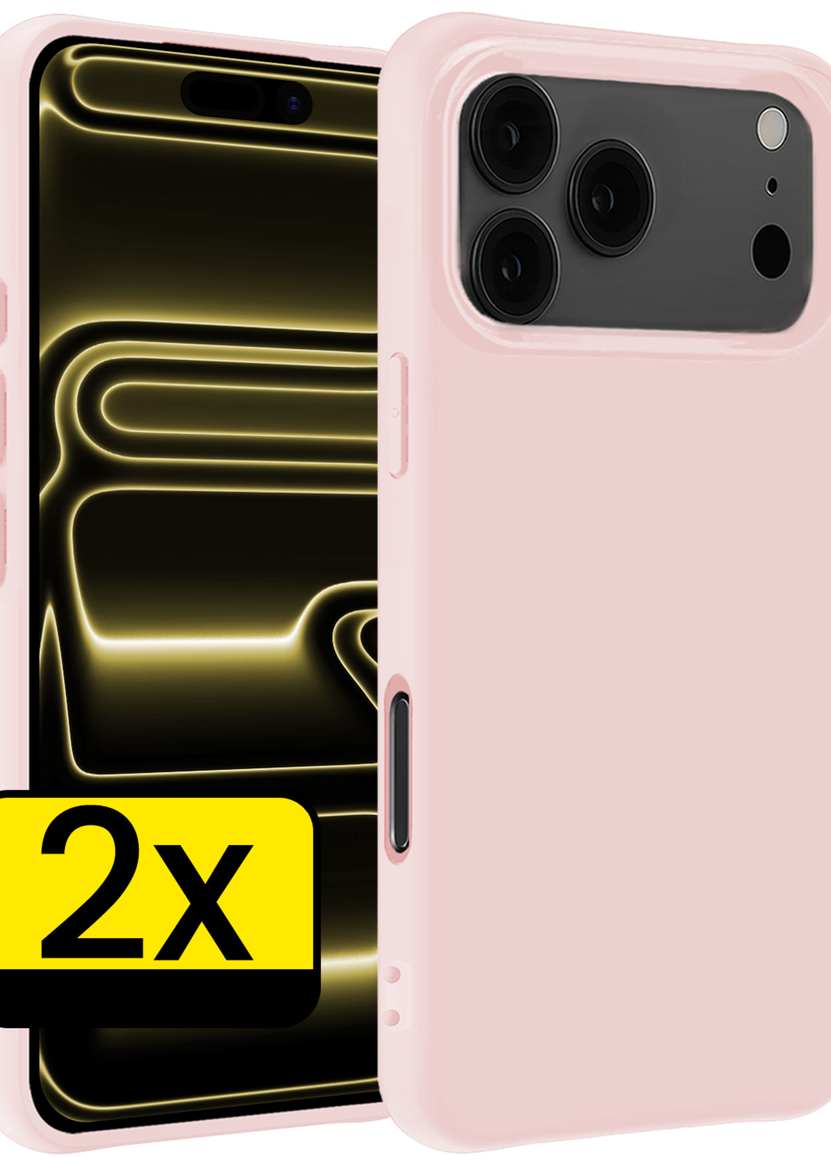 LUQ LUQ iPhone 17 Pro Hoesje Siliconen - Lichtroze - 2 PACK