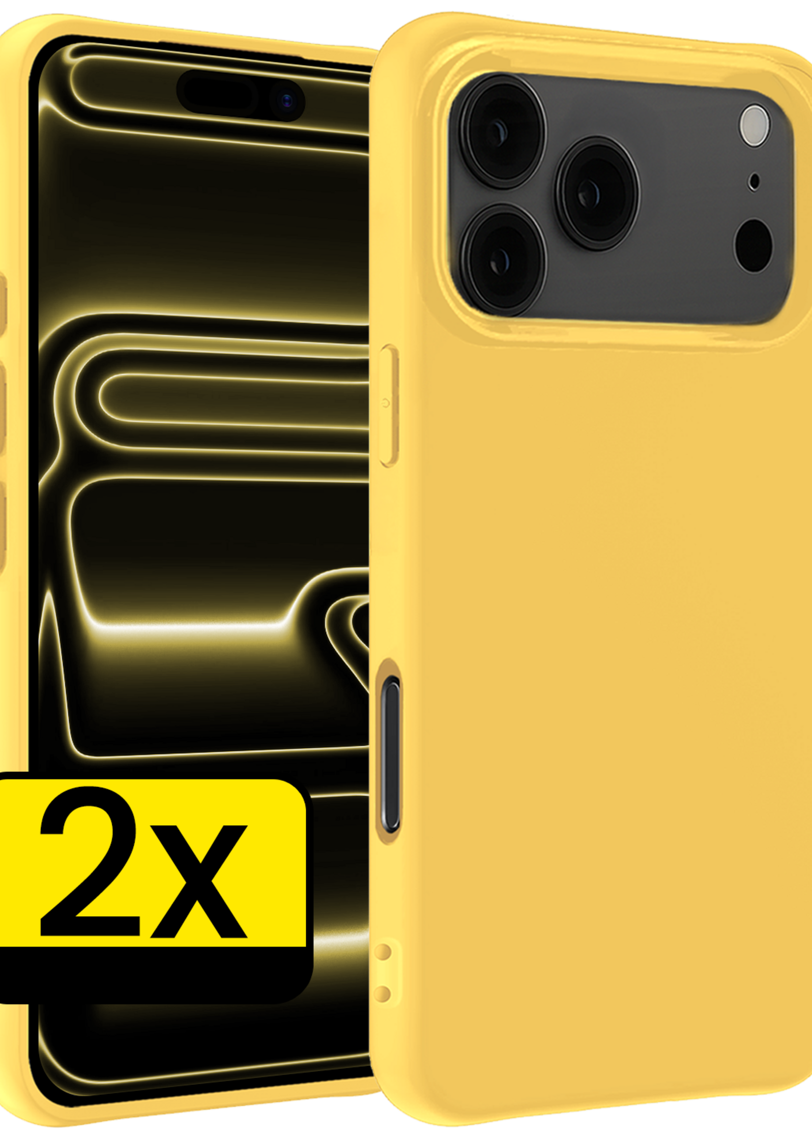 LUQ LUQ iPhone 17 Pro Hoesje Siliconen - Geel - 2 PACK