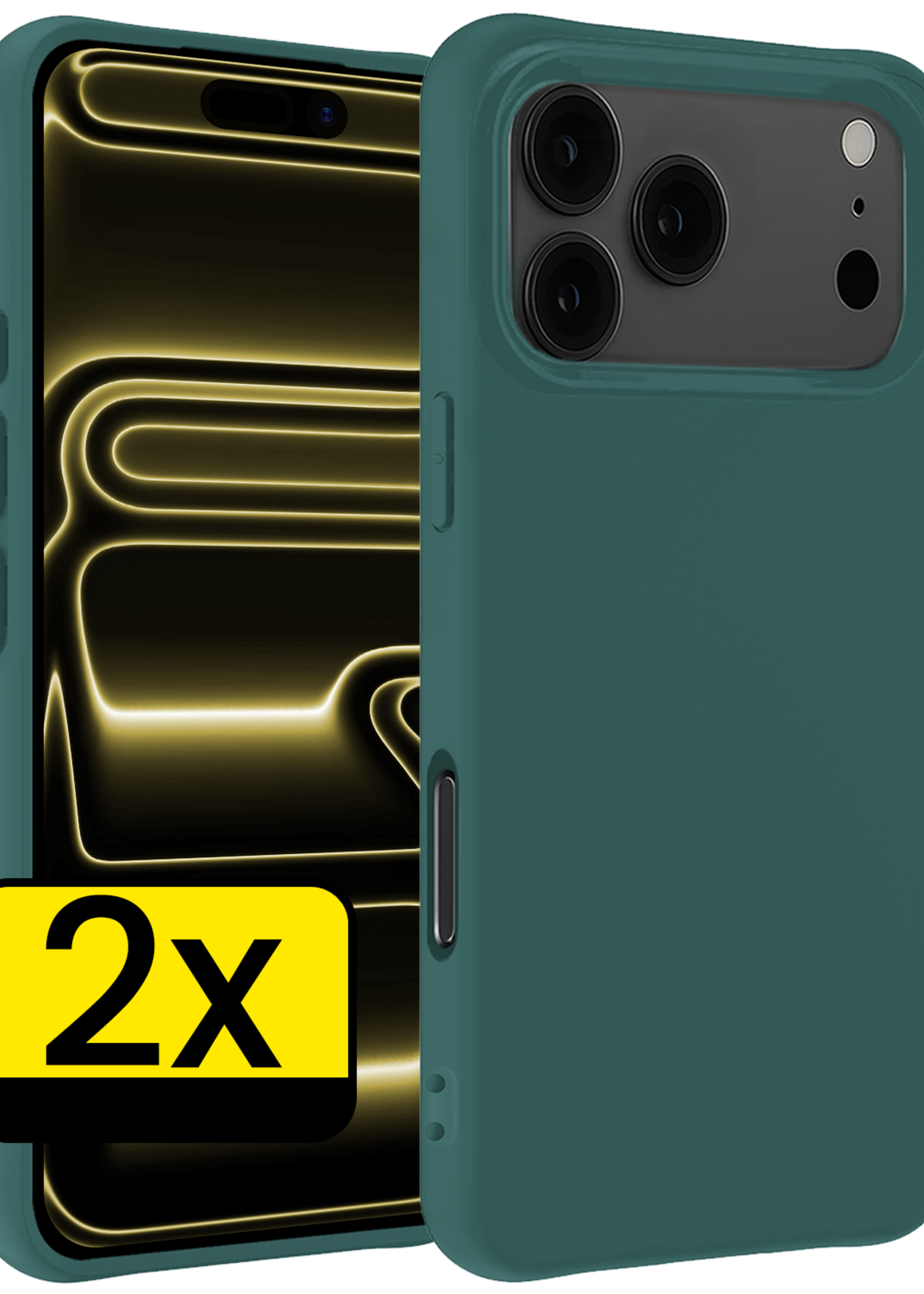 LUQ LUQ iPhone 17 Pro Hoesje Siliconen - Donkergroen - 2 PACK