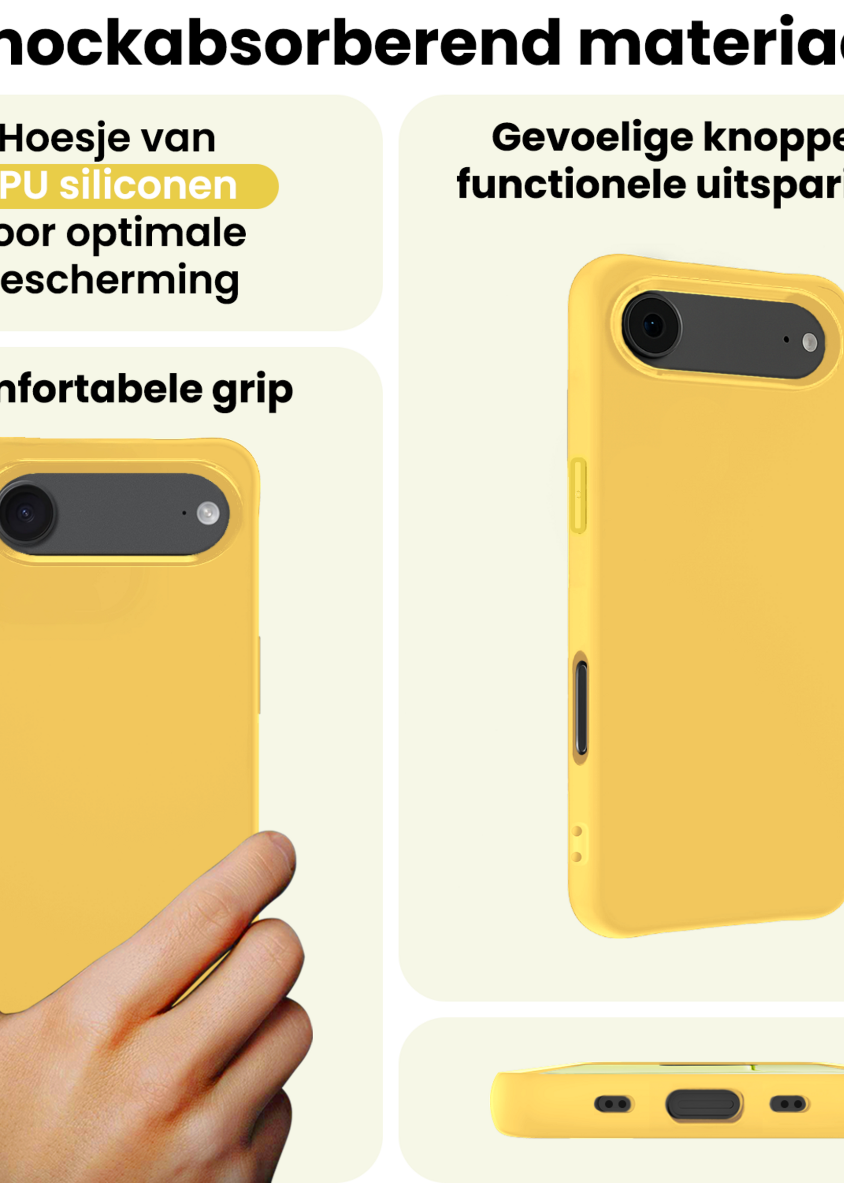 LUQ LUQ iPhone Air Hoesje Siliconen Met 2x Screenprotector Met Dichte Notch - Geel