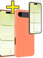 LUQ LUQ iPhone Air Hoesje Siliconen Met Screenprotector Met Dichte Notch - Perzik