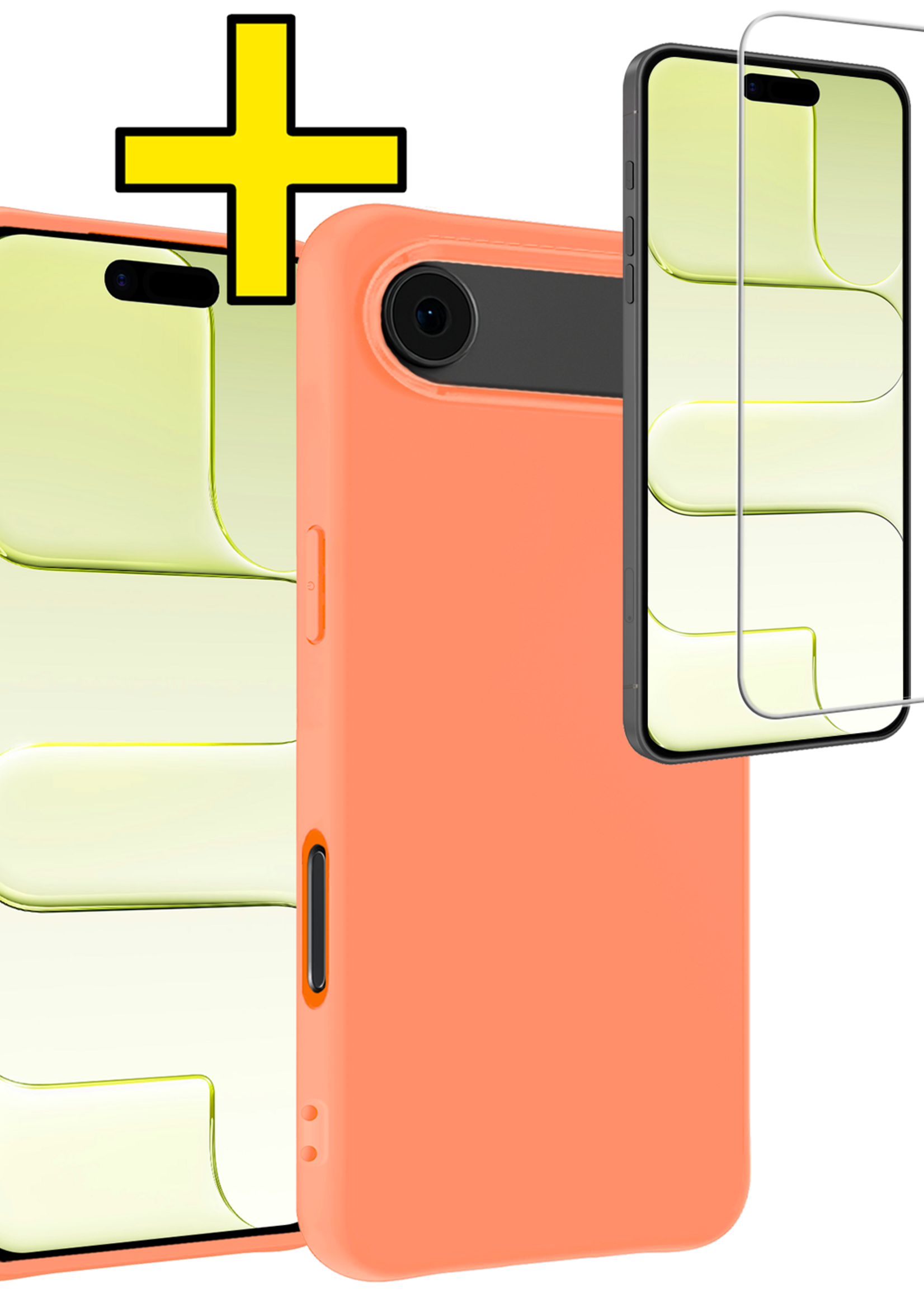 LUQ LUQ iPhone Air Hoesje Siliconen Met Screenprotector Met Dichte Notch - Perzik