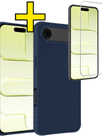LUQ LUQ iPhone Air Hoesje Siliconen Met Screenprotector Met Dichte Notch - Donkerblauw