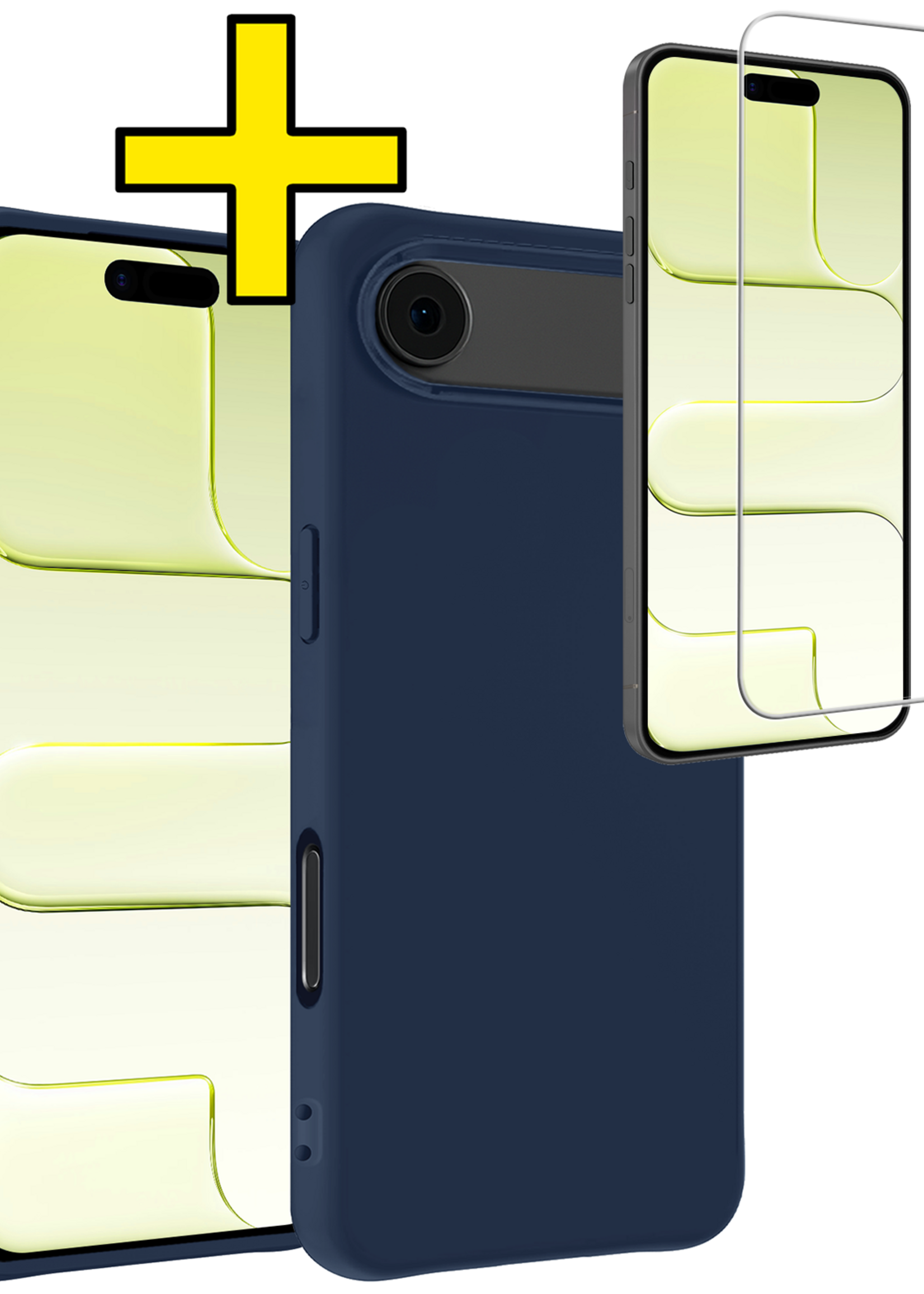 LUQ LUQ iPhone Air Hoesje Siliconen Met Screenprotector Met Dichte Notch - Donkerblauw