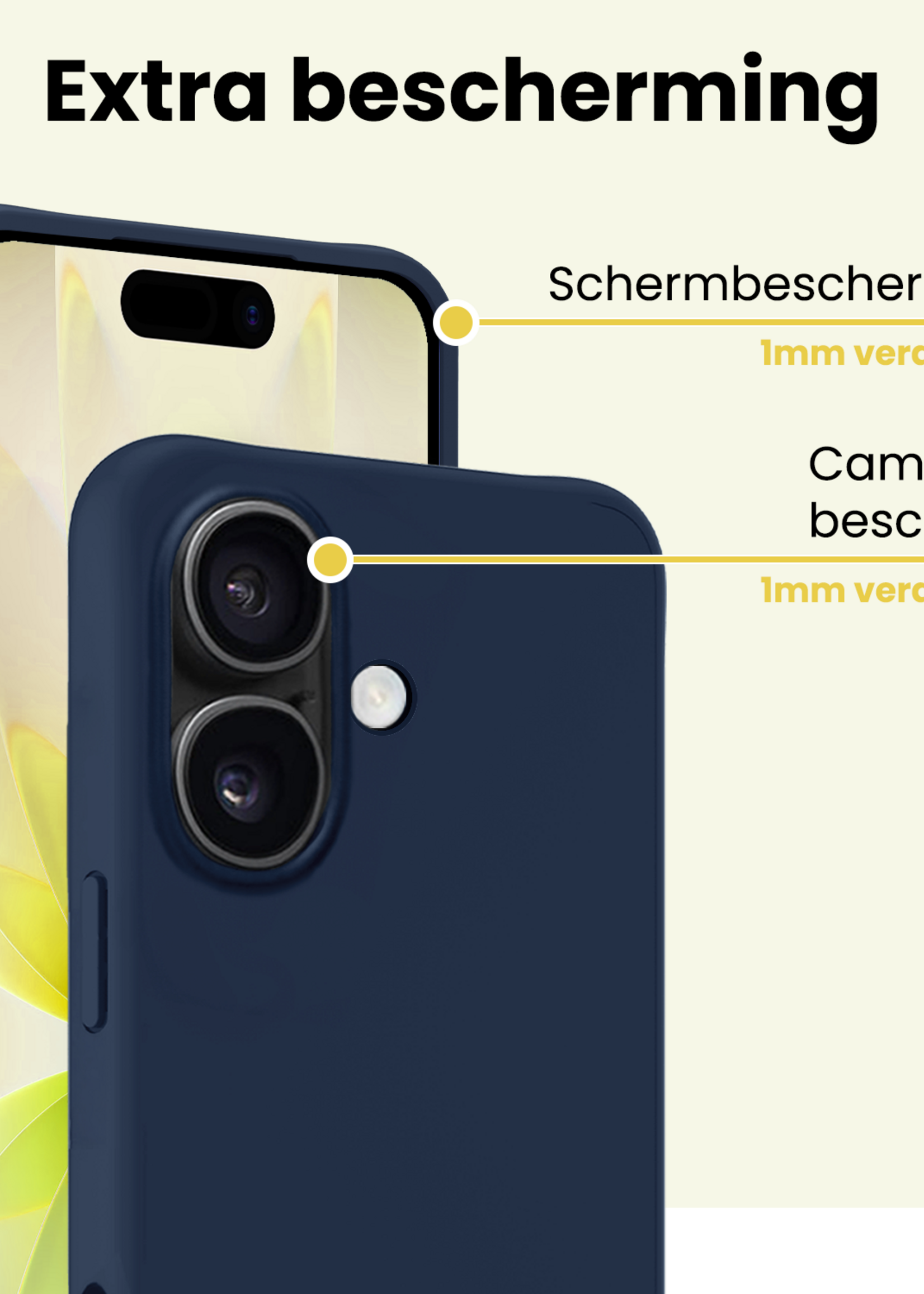 LUQ LUQ iPhone 17 Hoesje Siliconen Met Screenprotector Met Dichte Notch - Donkerblauw