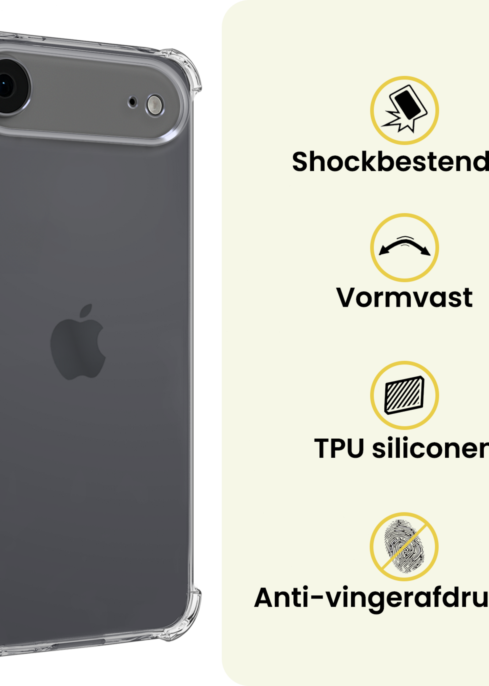 LUQ LUQ iPhone Air Hoesje Shockproof Met 2x Screenprotector Met Dichte Notch