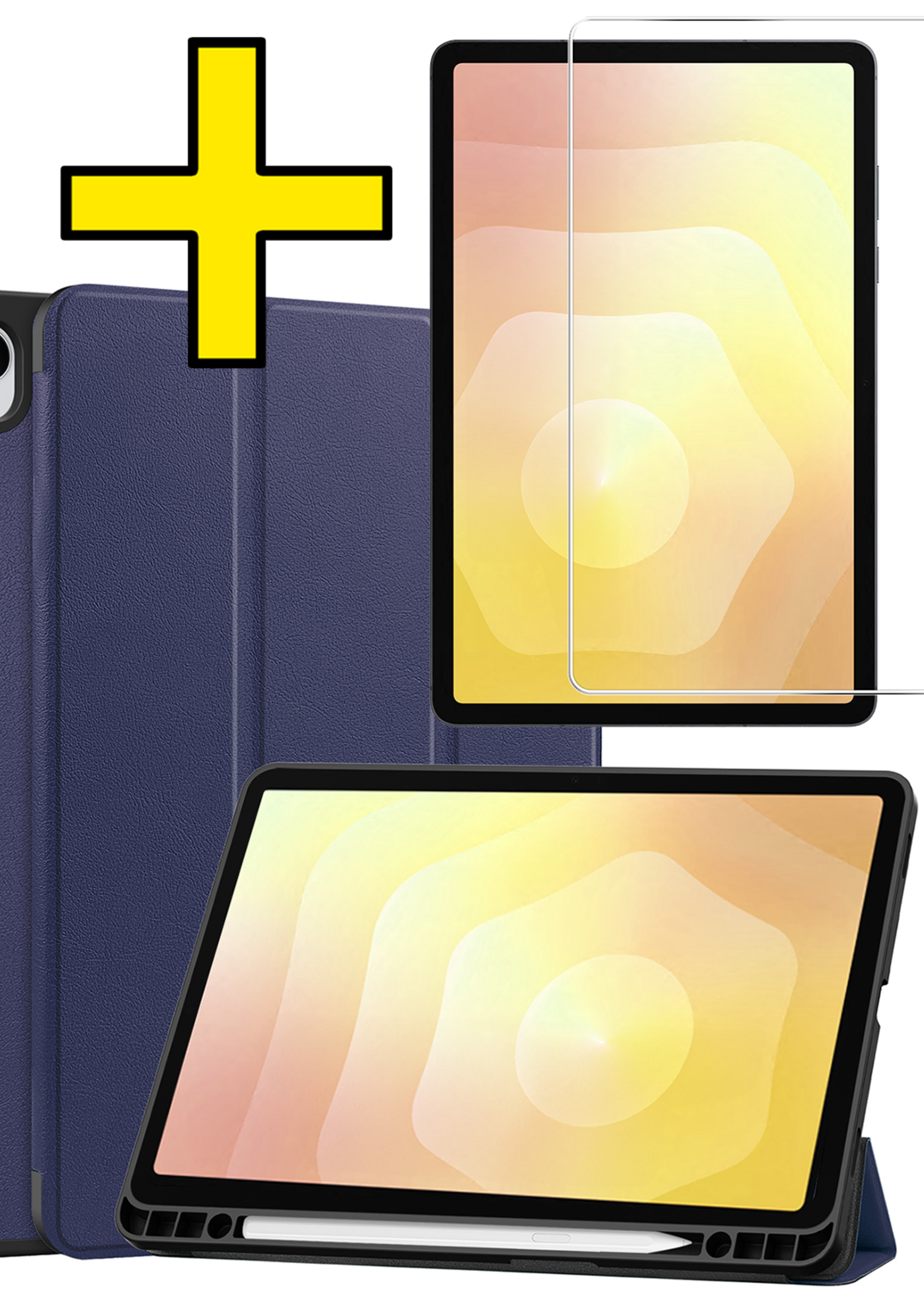 LUQ LUQ Samsung Galaxy Tab S11 Hoesje Met Uitsparing S Pen Met Screenprotector - Donkerblauw