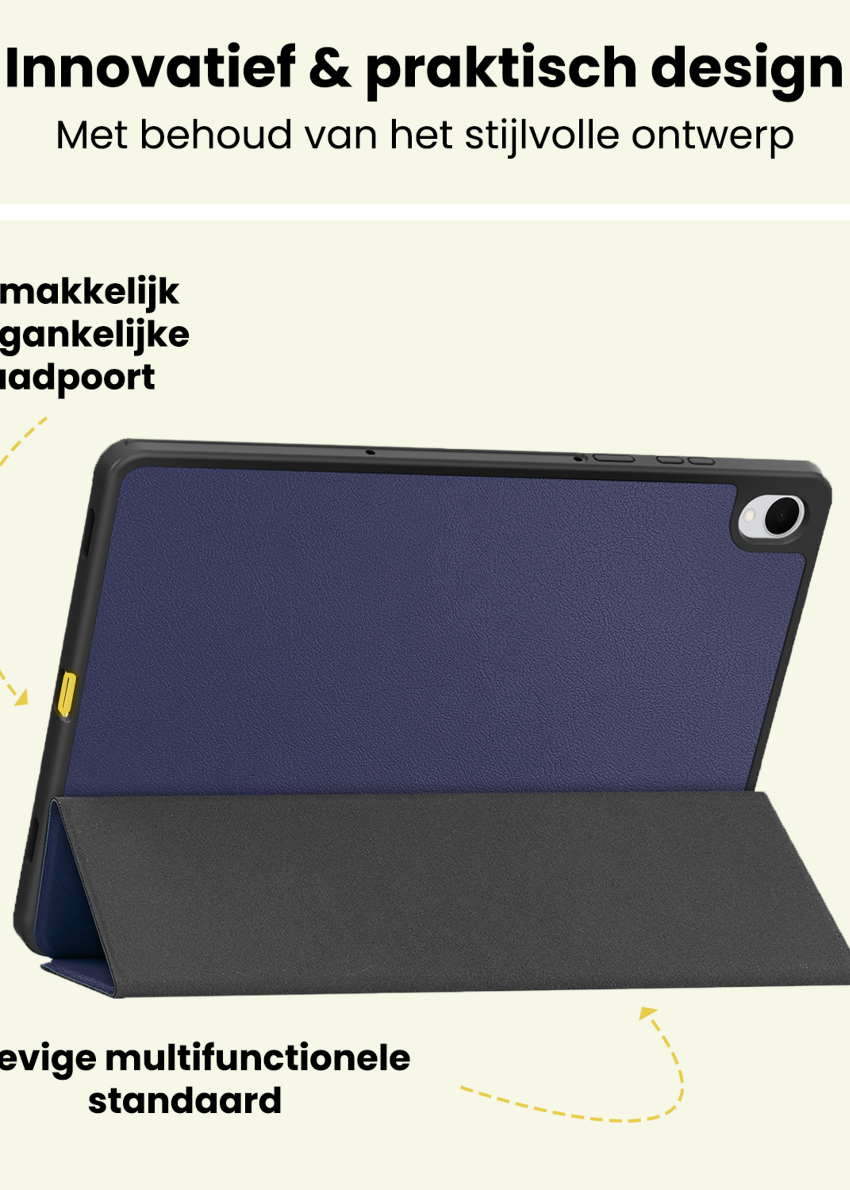 LUQ LUQ Samsung Galaxy Tab S11 Hoesje Met Uitsparing S Pen Met Screenprotector - Donkerblauw
