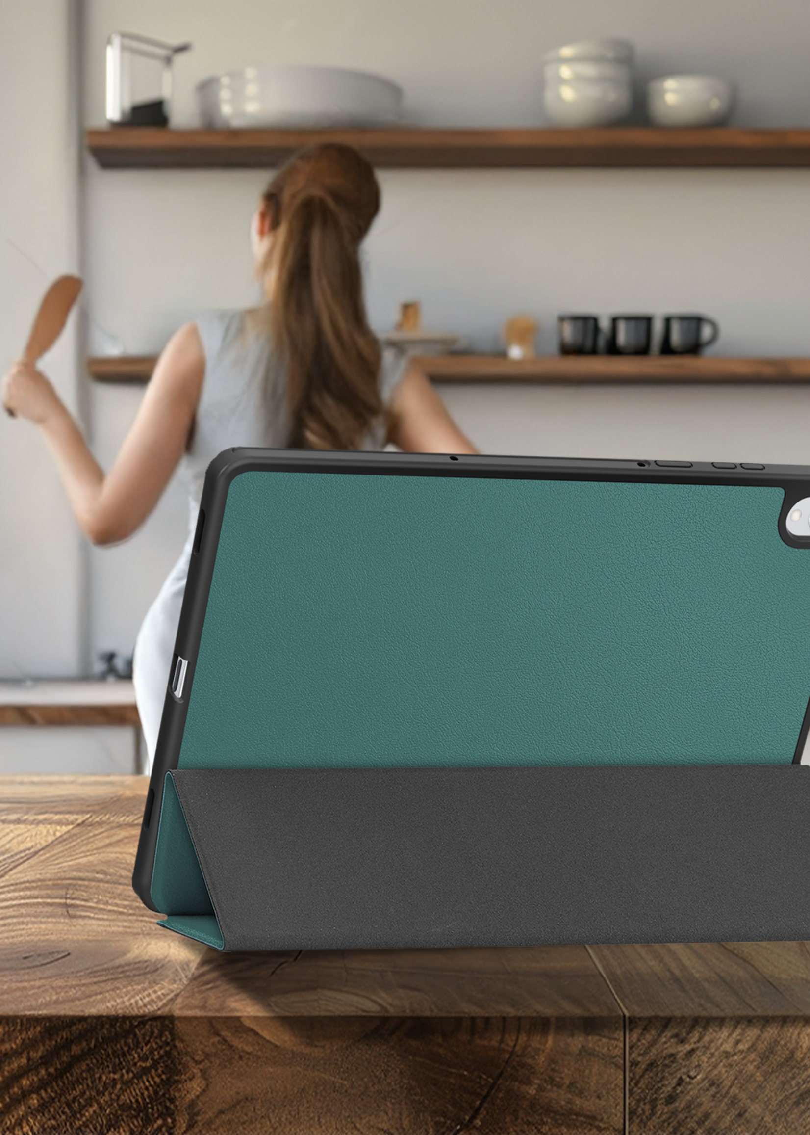 LUQ LUQ Samsung Galaxy Tab S11 Hoesje Met Uitsparing S Pen Met Screenprotector - Donkergroen