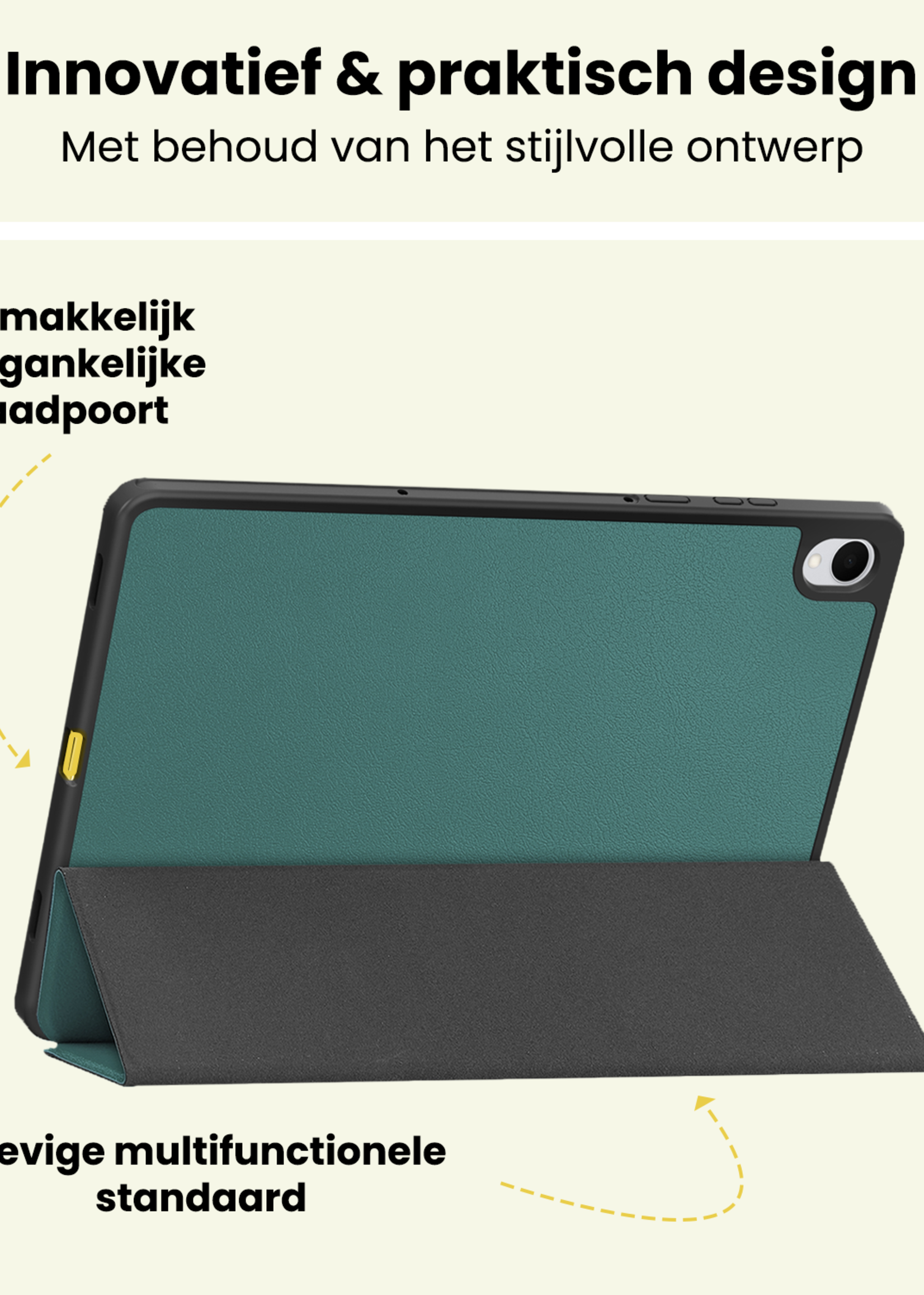 LUQ LUQ Samsung Galaxy Tab S11 Hoesje Met Uitsparing S Pen Met Screenprotector - Donkergroen