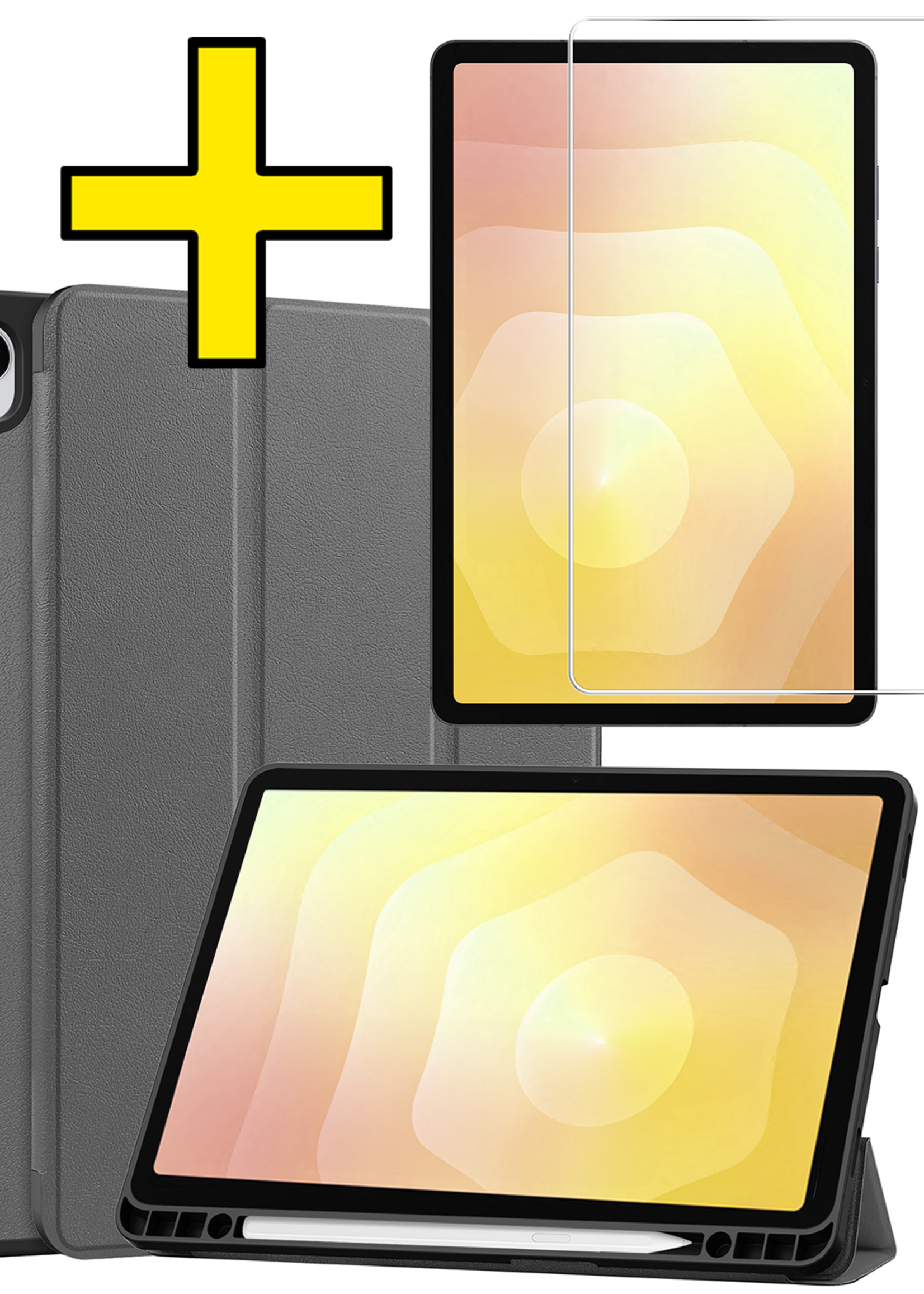 LUQ LUQ Samsung Galaxy Tab S11 Hoesje Met Uitsparing S Pen Met Screenprotector - Grijs