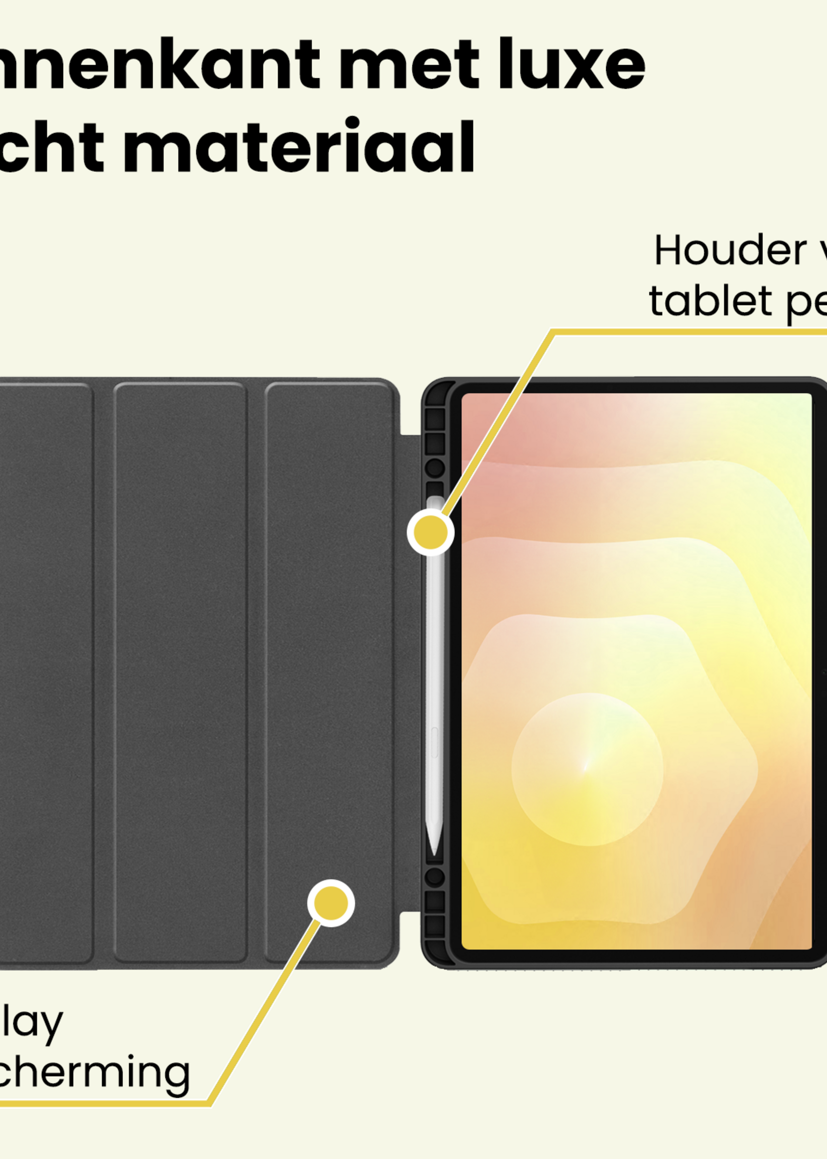 LUQ LUQ Samsung Galaxy Tab S11 Hoesje Met Uitsparing S Pen Met Screenprotector - Grijs