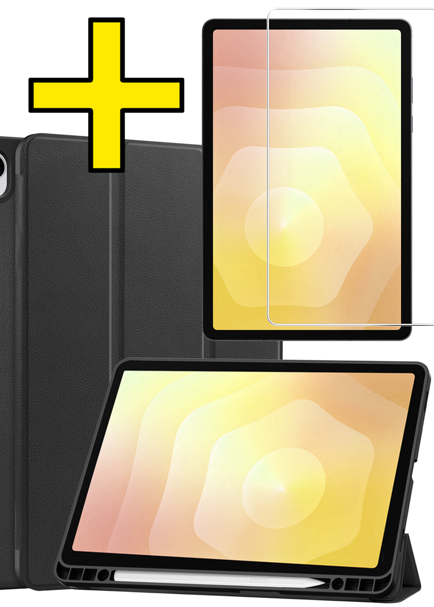 LUQ LUQ Samsung Galaxy Tab S11 Hoesje Met Uitsparing S Pen Met Screenprotector - Zwart