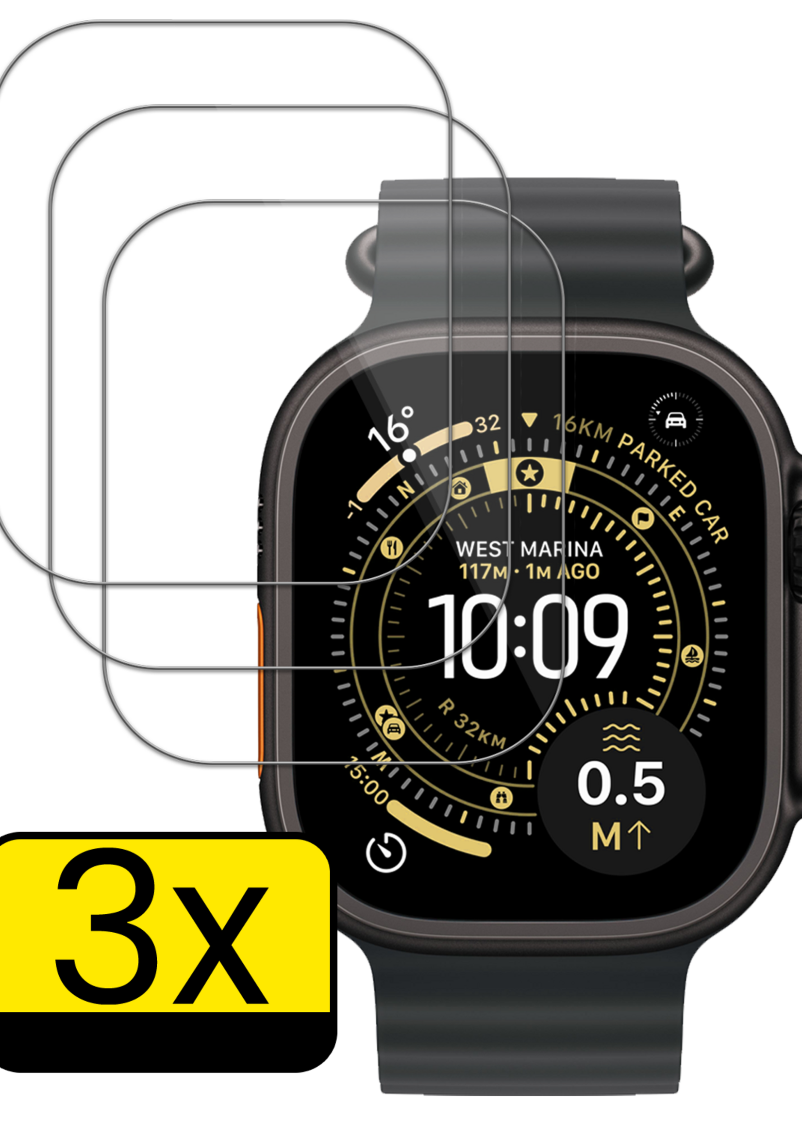 LUQ LUQ Apple Watch Ultra 3 Screenprotector - 3 PACK