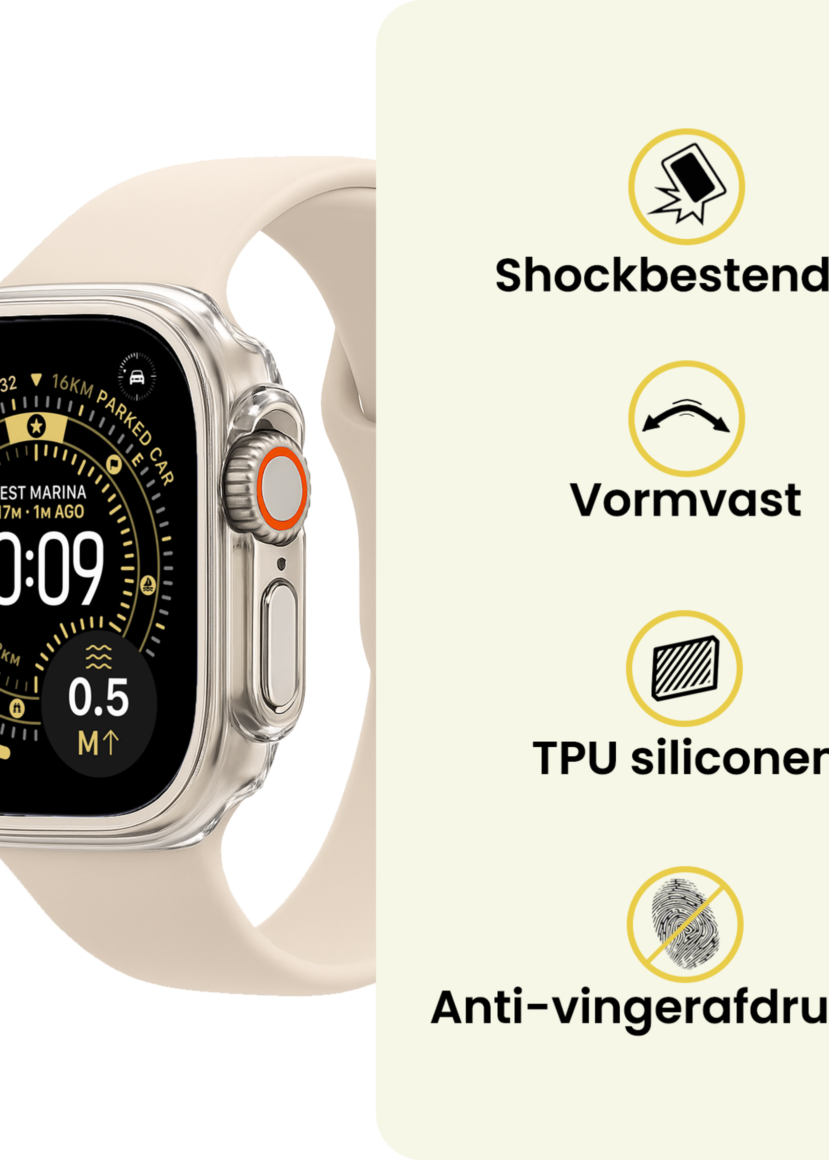 LUQ LUQ Apple Watch Ultra 3 Hoesje Siliconen Transparant - 49 mm