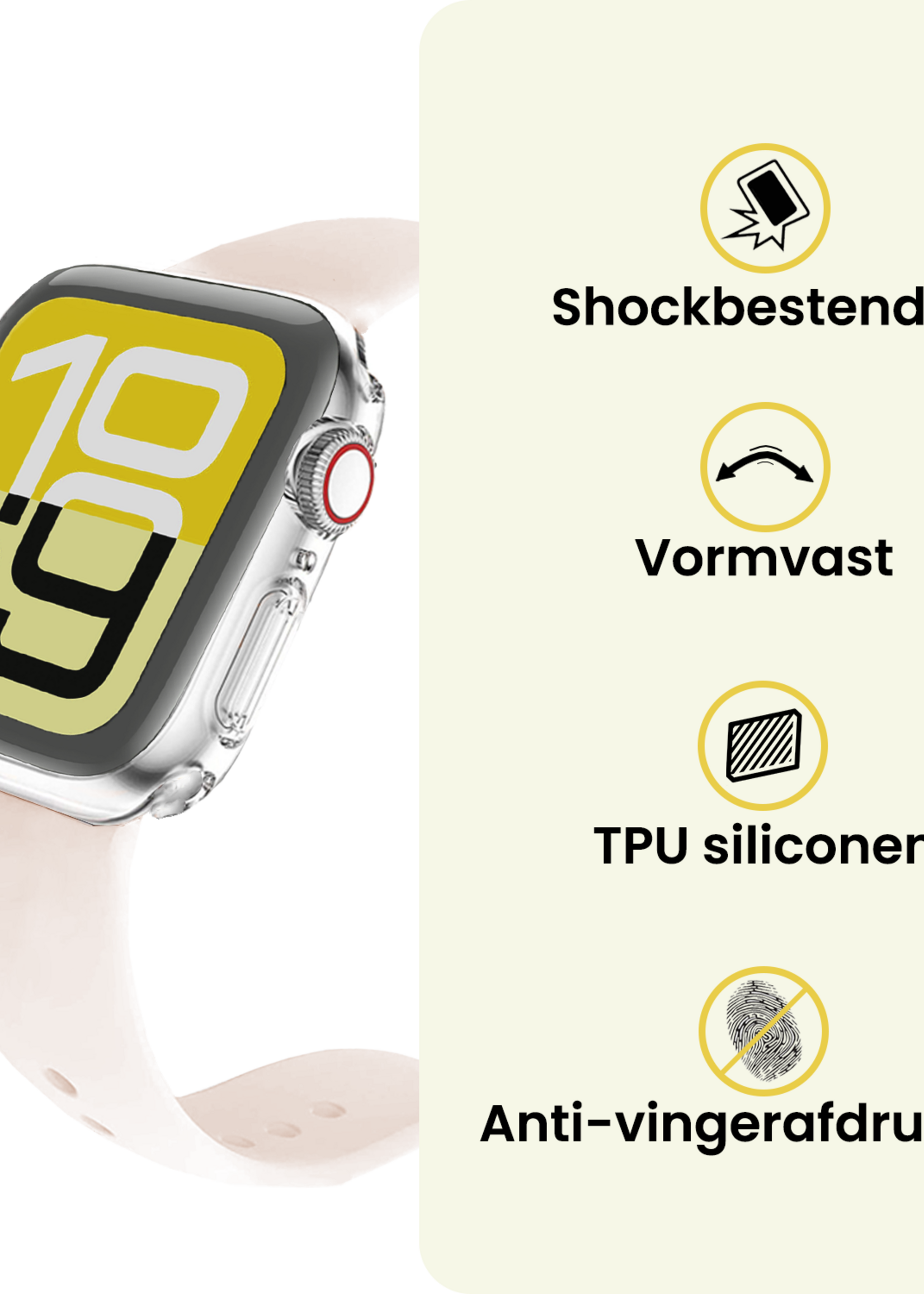 LUQ LUQ Apple Watch SE 3 Hoesje Siliconen Transparant - 44 mm