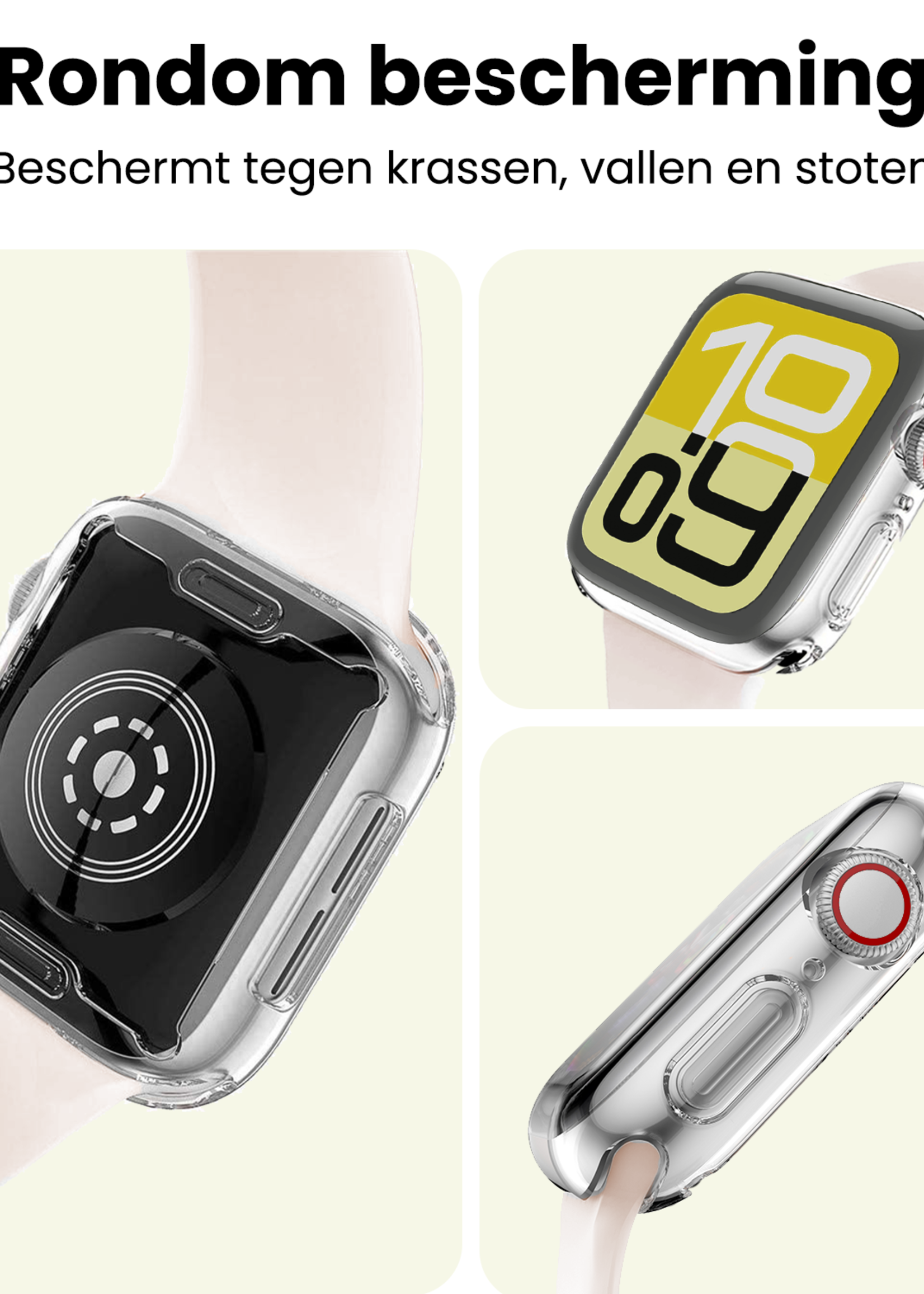 LUQ LUQ Apple Watch SE 3 Hoesje Siliconen Transparant - 44 mm - 2 PACK