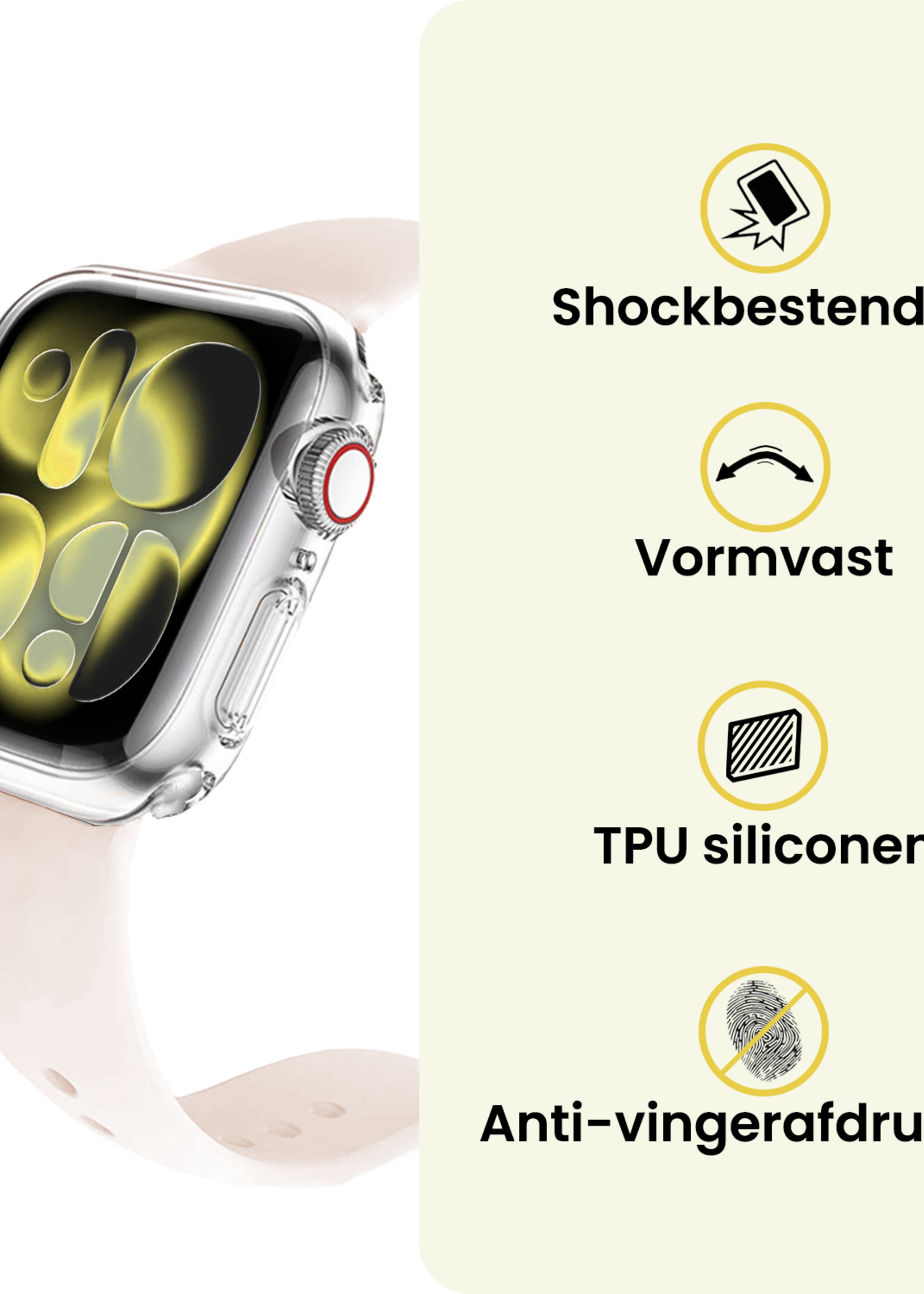 LUQ LUQ Apple Watch Series 11 Hoesje Siliconen Transparant - 42 mm