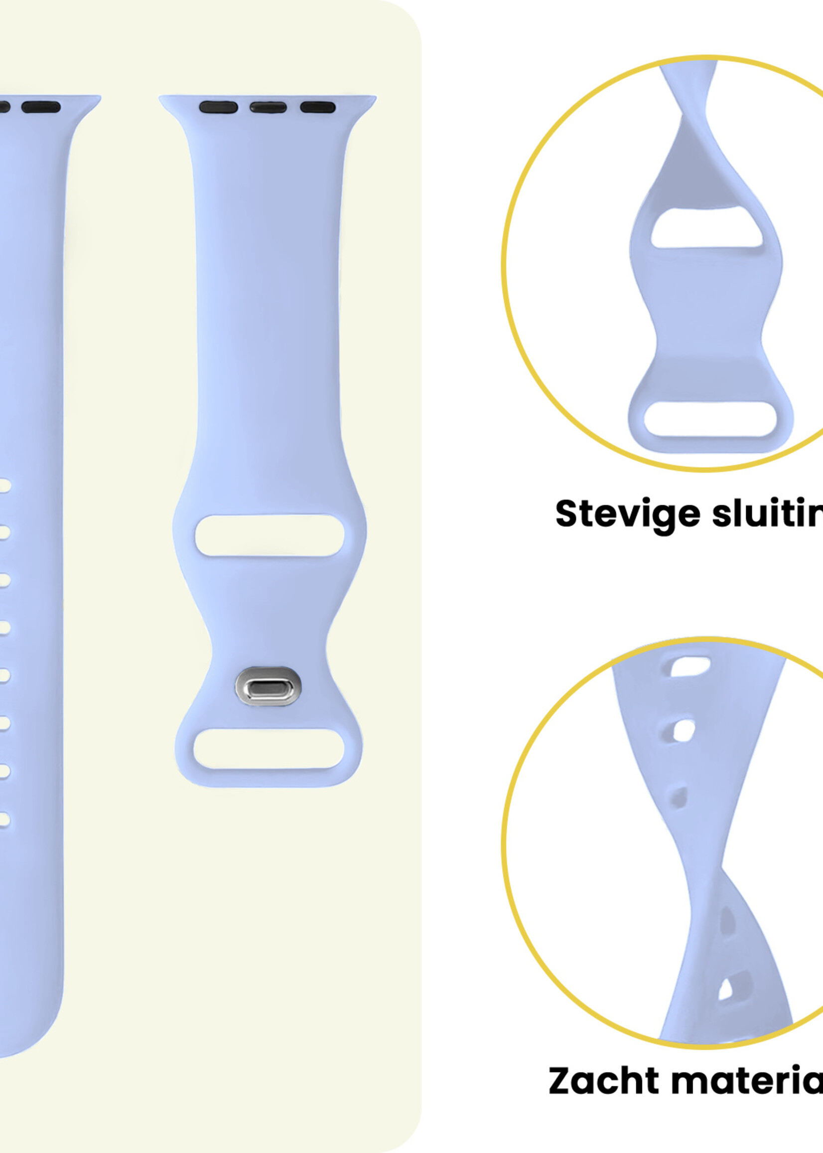 LUQ LUQ Apple Watch Bandje Siliconen Verstelbaar (38/40/41 mm) - Baby Blauw