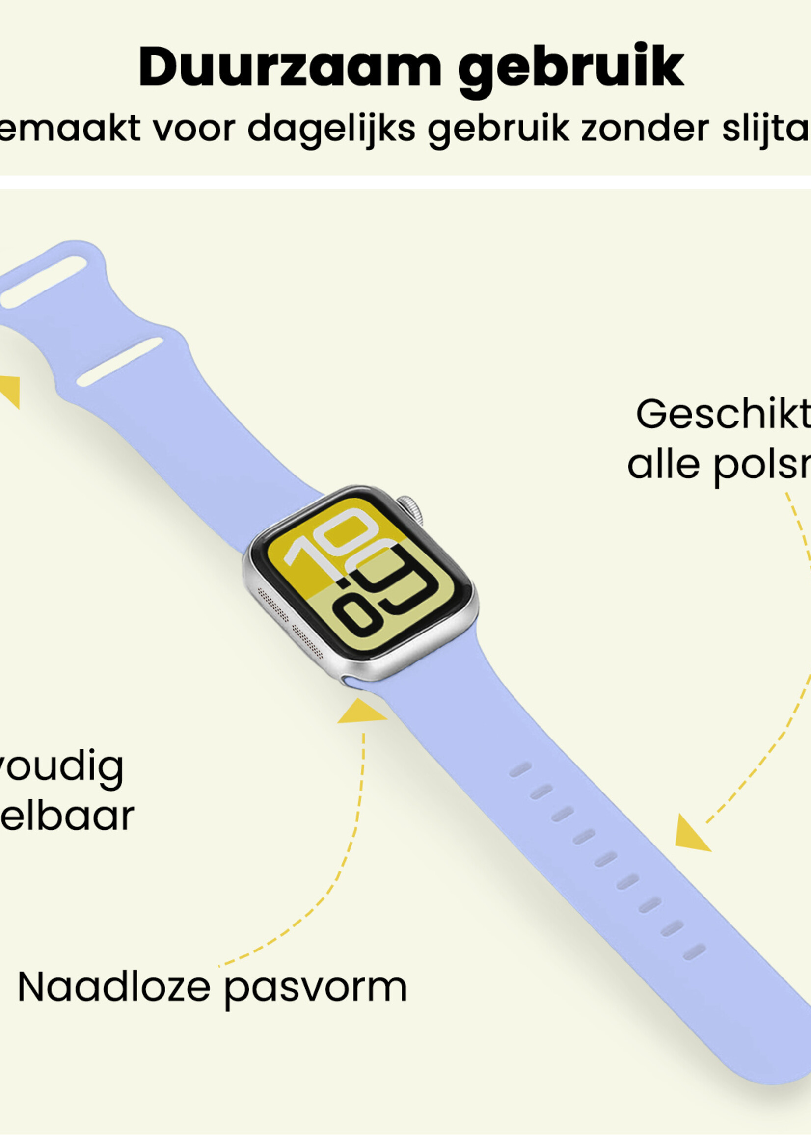 LUQ LUQ Apple Watch Bandje Siliconen Verstelbaar (38/40/41 mm) - Baby Blauw