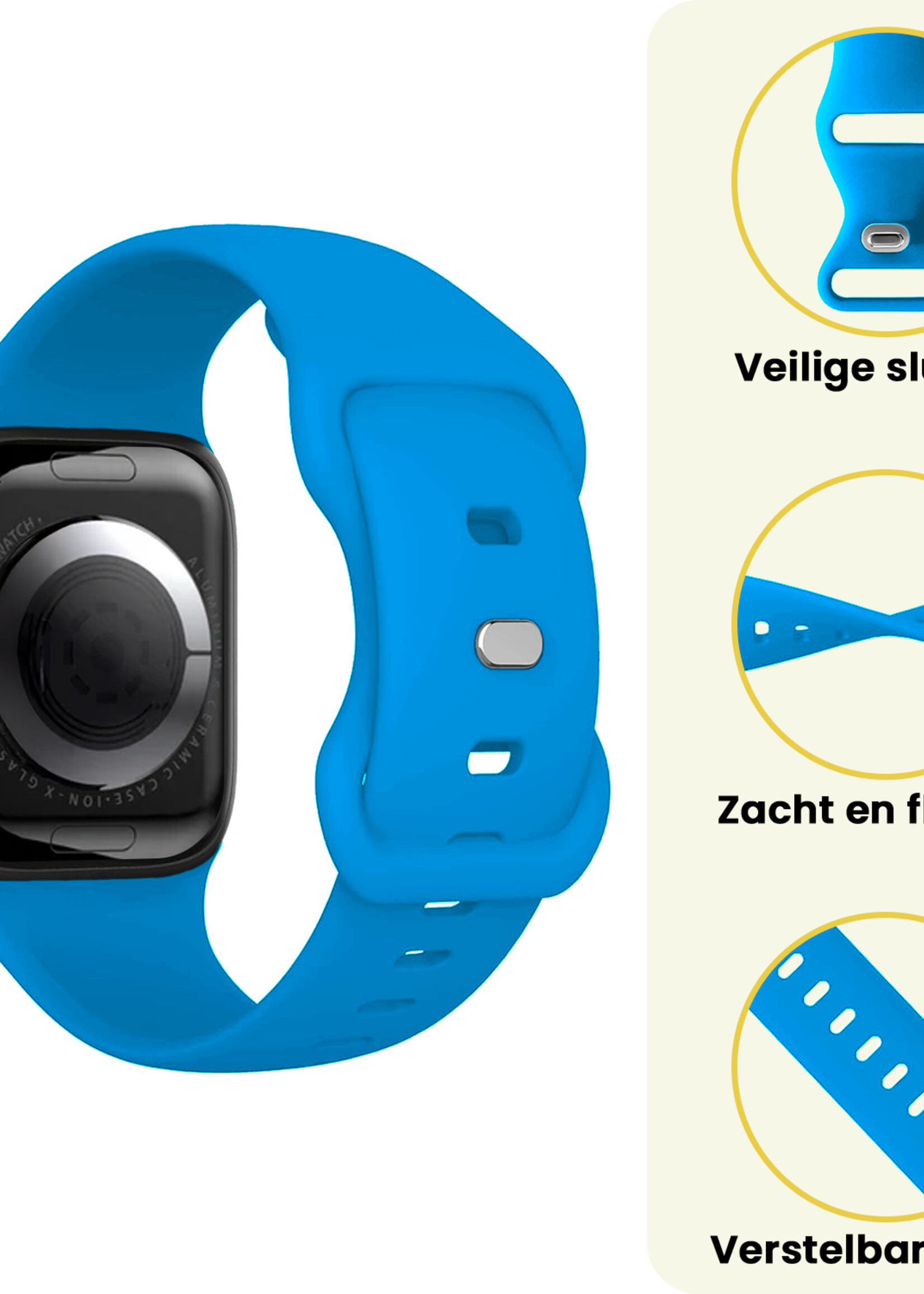 LUQ LUQ Apple Watch Bandje Siliconen Verstelbaar (38/40/41 mm) - Blauw