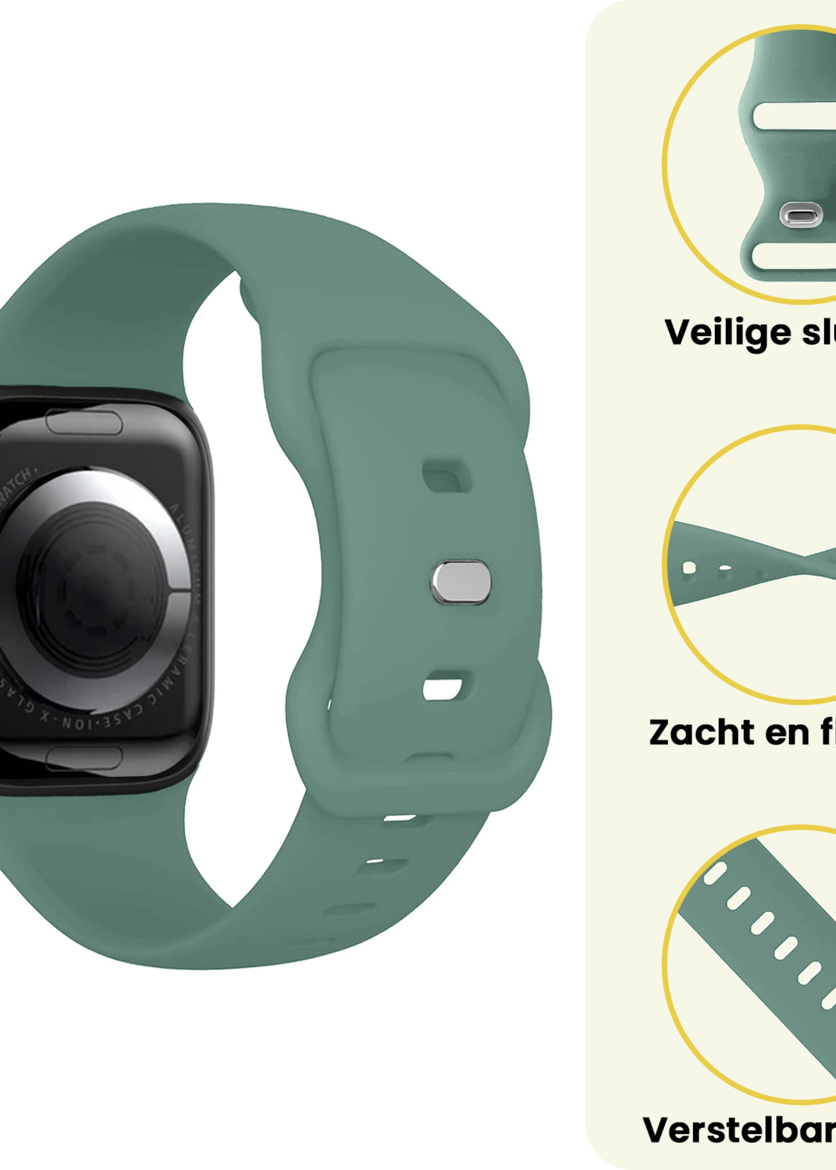 LUQ LUQ Apple Watch Bandje Siliconen Verstelbaar (38/40/41 mm) - Cactus