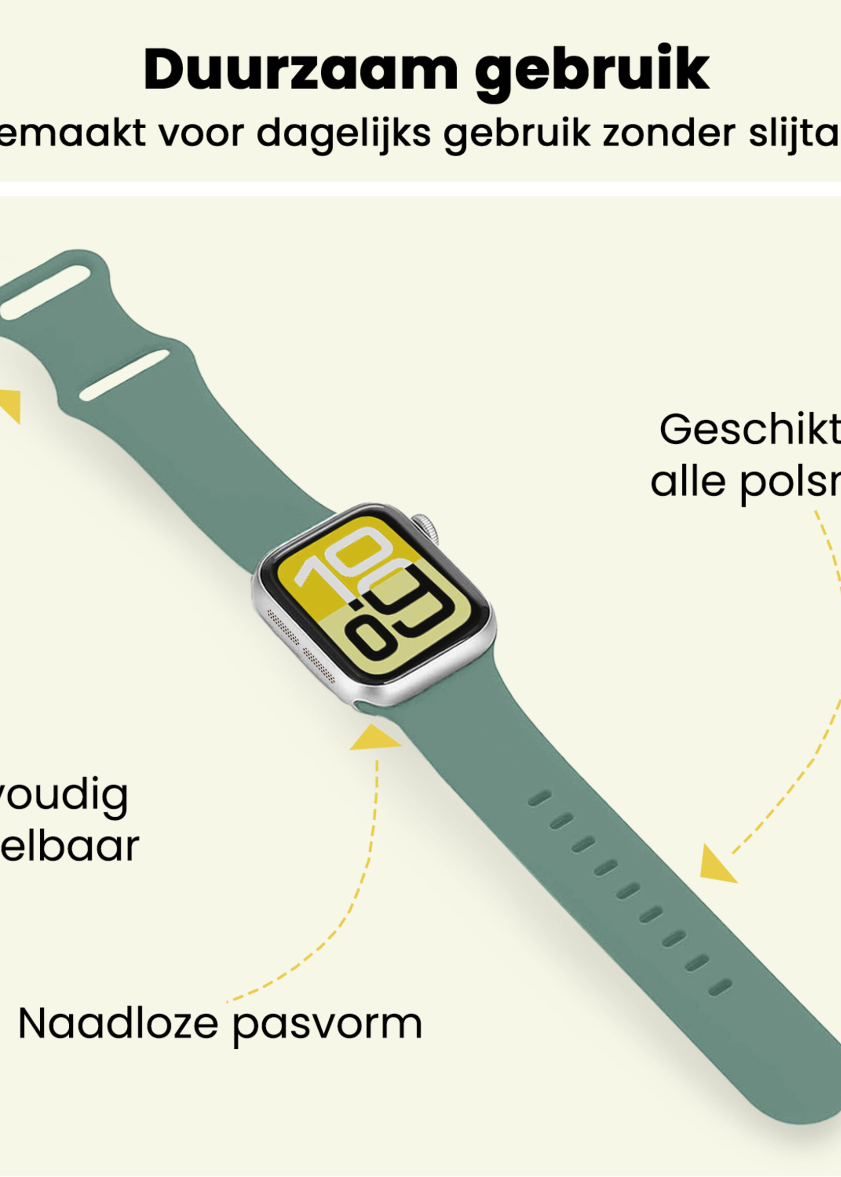 LUQ LUQ Apple Watch Bandje Siliconen Verstelbaar (38/40/41 mm) - Cactus