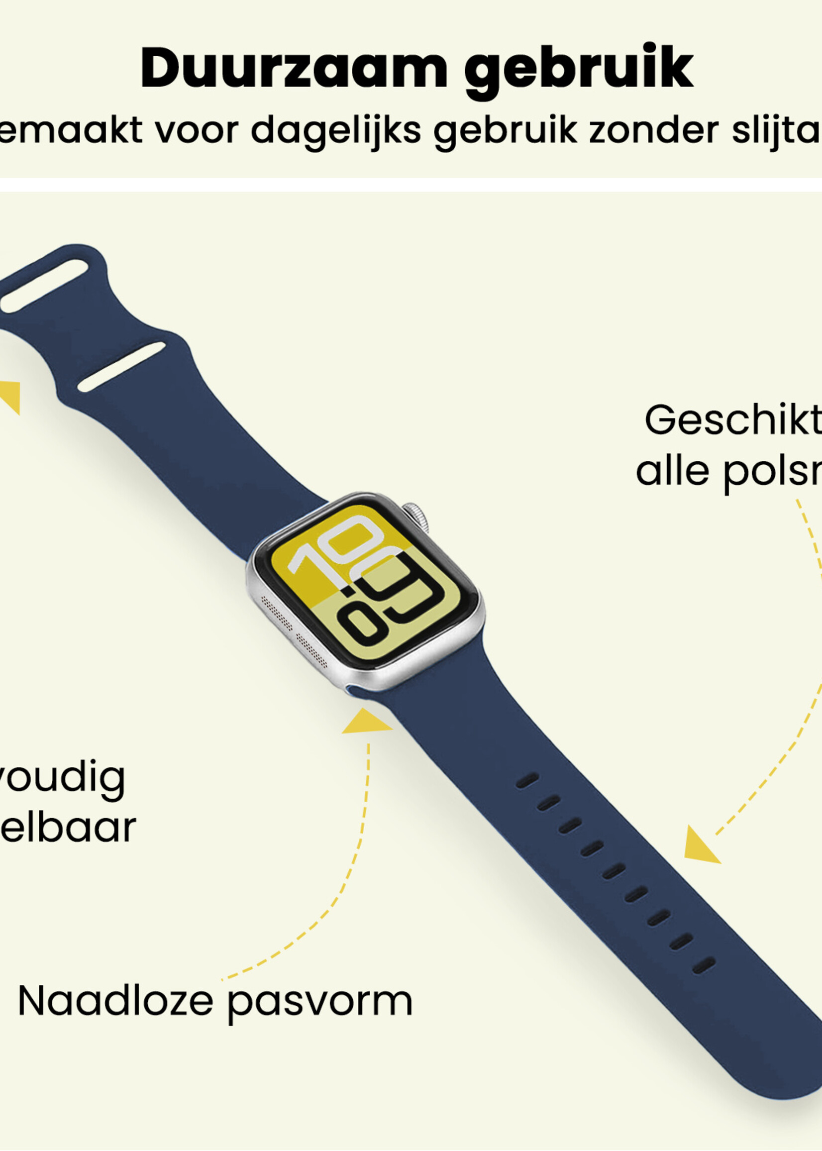 LUQ LUQ Apple Watch Bandje Siliconen Verstelbaar (38/40/41 mm) - Donkerblauw