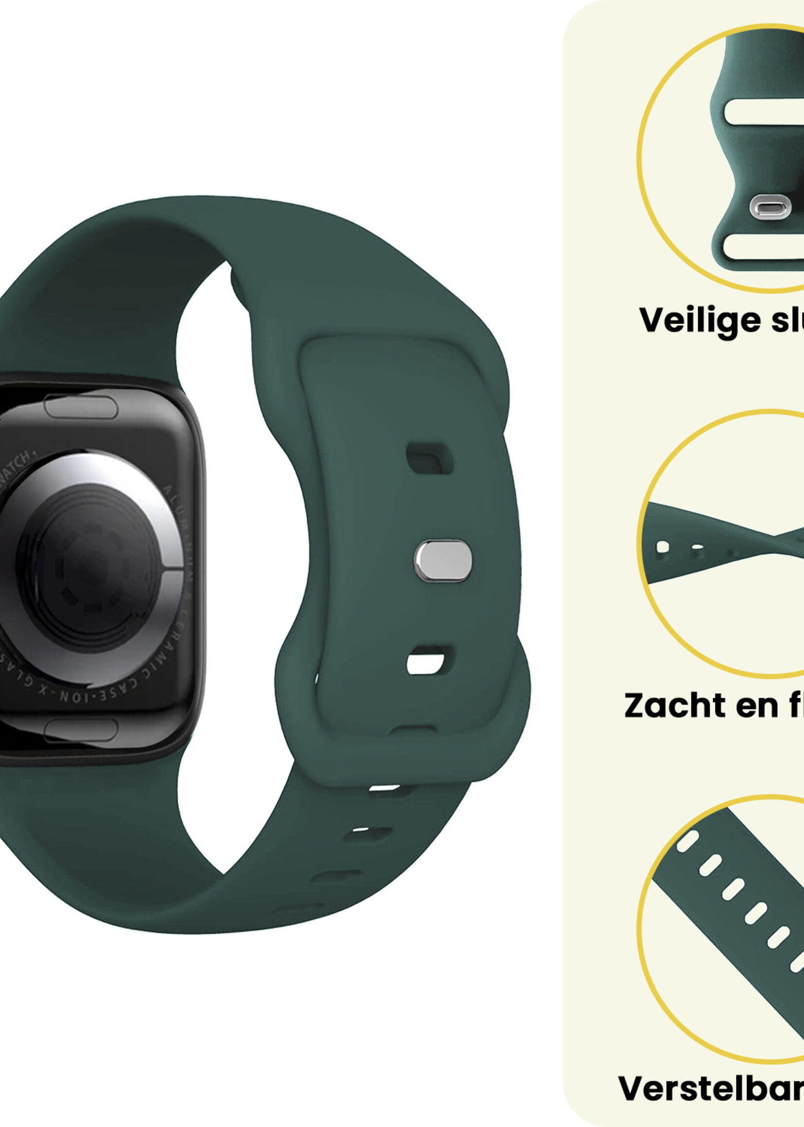 LUQ LUQ Apple Watch Bandje Siliconen Verstelbaar (38/40/41 mm) - Donkergroen